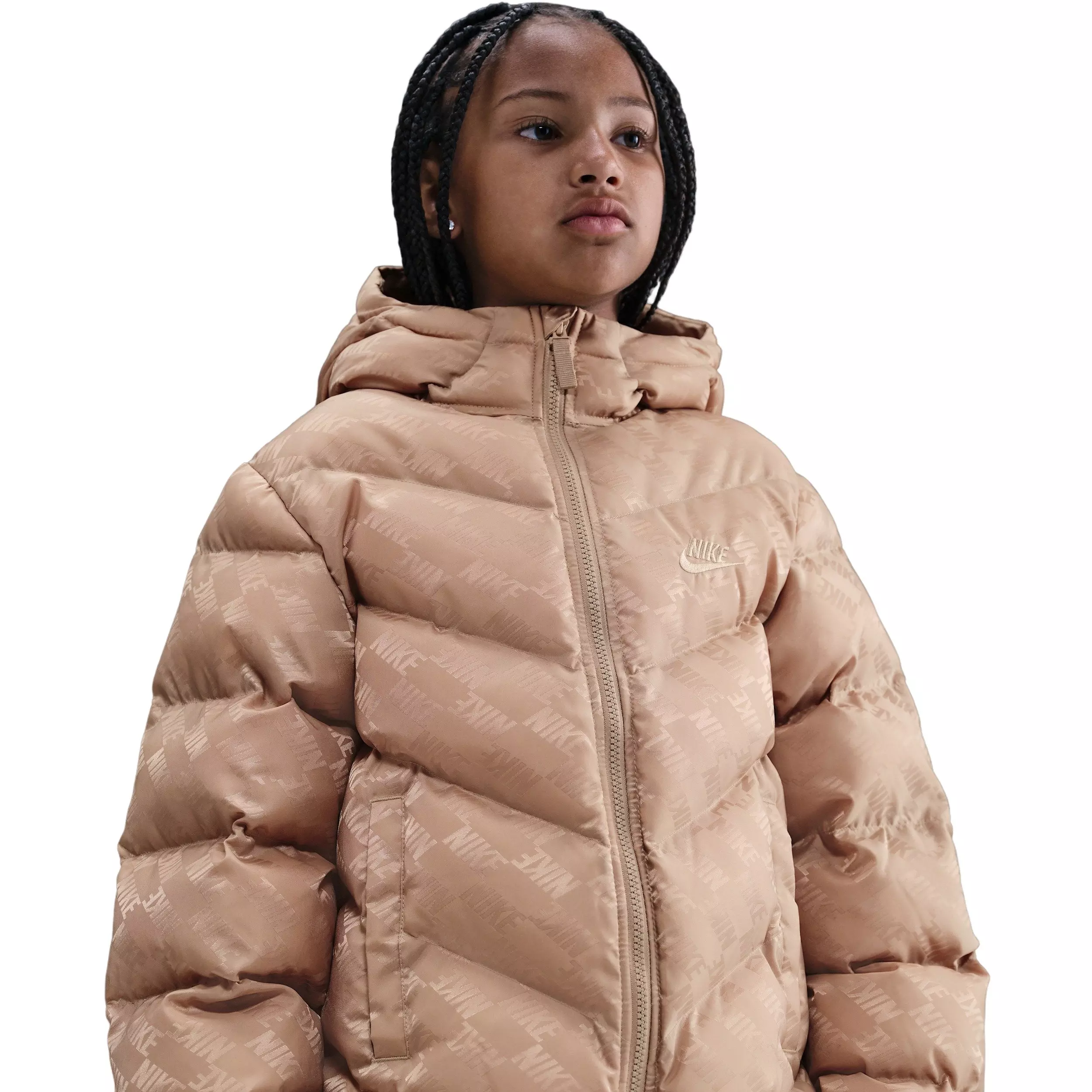 Nike Big Kids' Sportswear All Day Play Loose-Fit Therma-FIT Puffer Jacket - Brown - BROWN