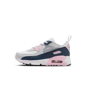 Nike Air Max 90 EasyOn "White/Pink Foam/Armory Navy/Wolf Grey" Preschool Girls' Shoe