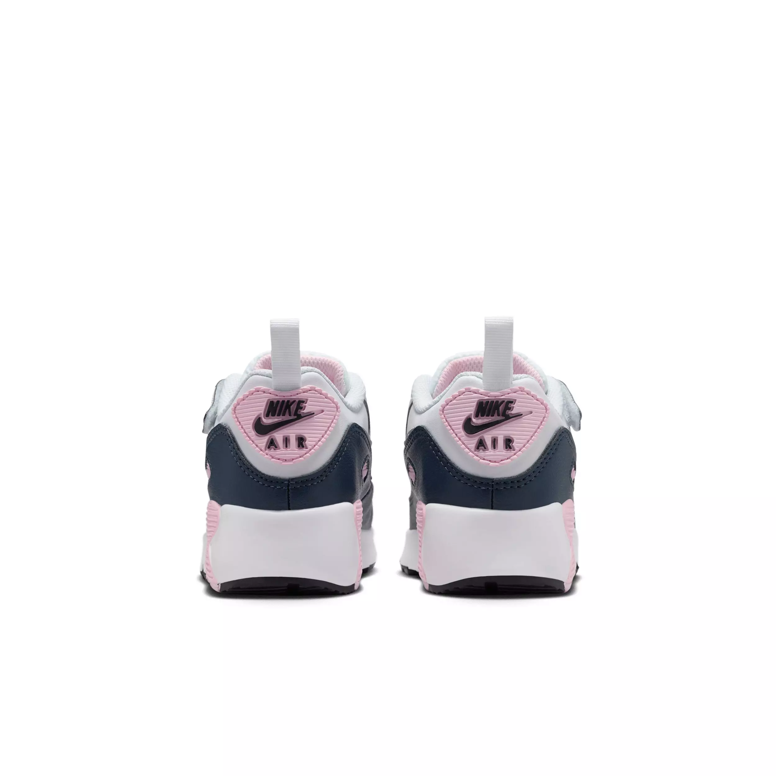 Nike Air Max 90 EasyOn "White/Pink Foam/Armory Navy/Wolf Grey" Preschool Girls' Shoe - WHITE/PINK/NAVY/GREY