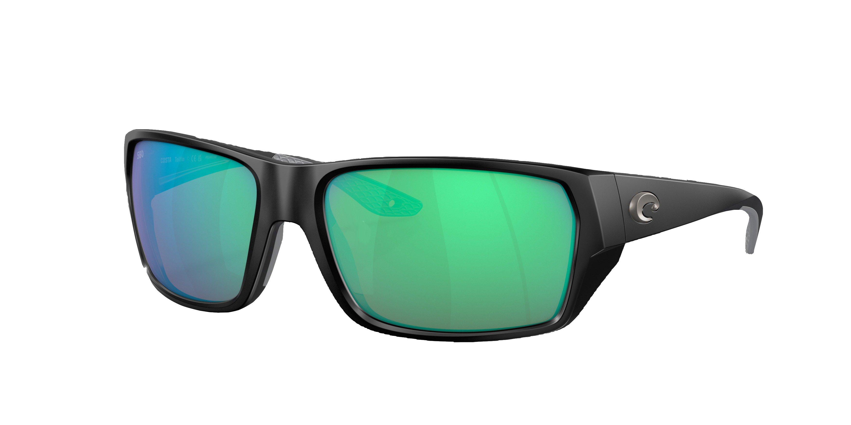 Costa Del Mar Tailfin S Green Mirror Polarized Sunglasses - Matte Black - BLACK Thumbnail View 1
