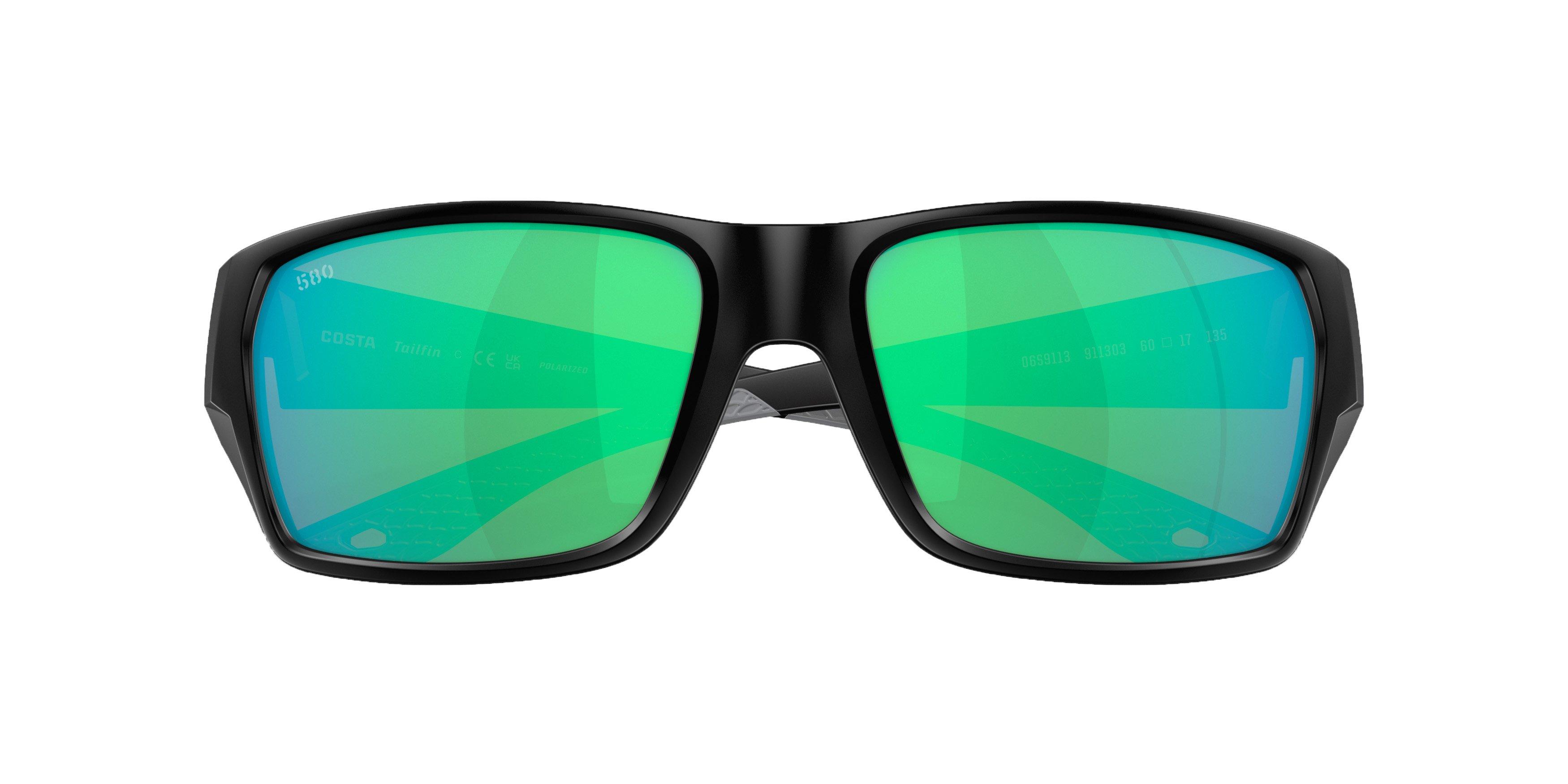 Costa Del Mar Tailfin S Green Mirror Polarized Sunglasses - Matte Black - BLACK Thumbnail View 4