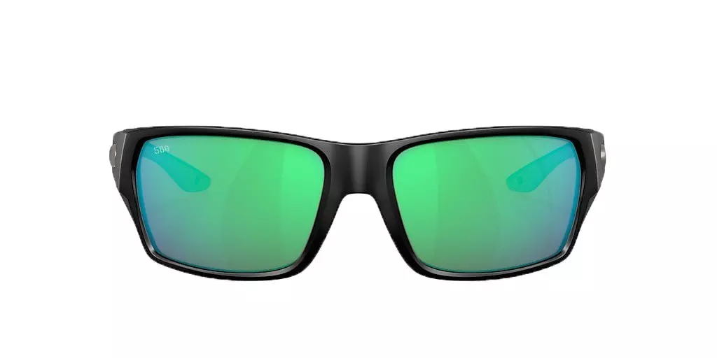Costa Del Mar Tailfin M Green Mirror Polarized Sunglasses - Matte Black - BLACK