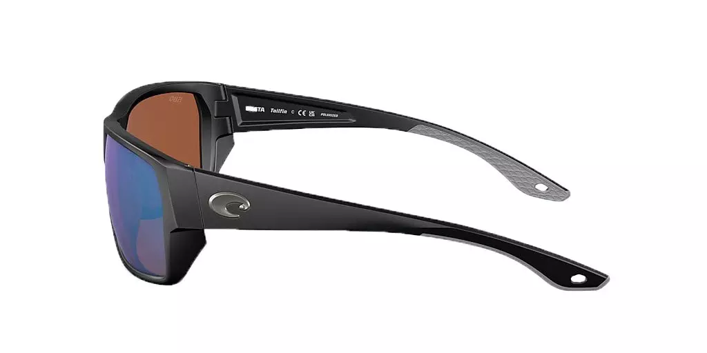 Costa Del Mar Tailfin M Green Mirror Polarized Sunglasses - Matte Black - BLACK