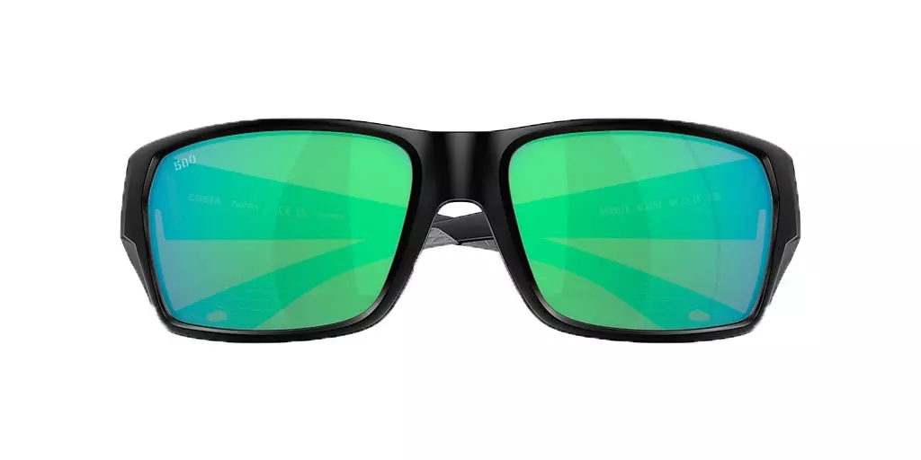 Costa Del Mar Tailfin M Green Mirror Polarized Sunglasses - Matte Black - BLACK