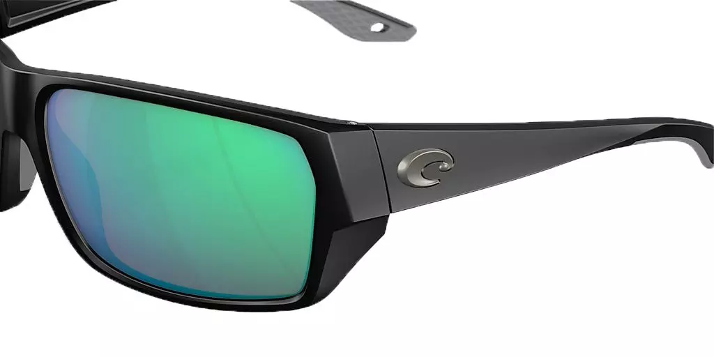 Costa Del Mar Tailfin M Green Mirror Polarized Sunglasses - Matte Black - BLACK