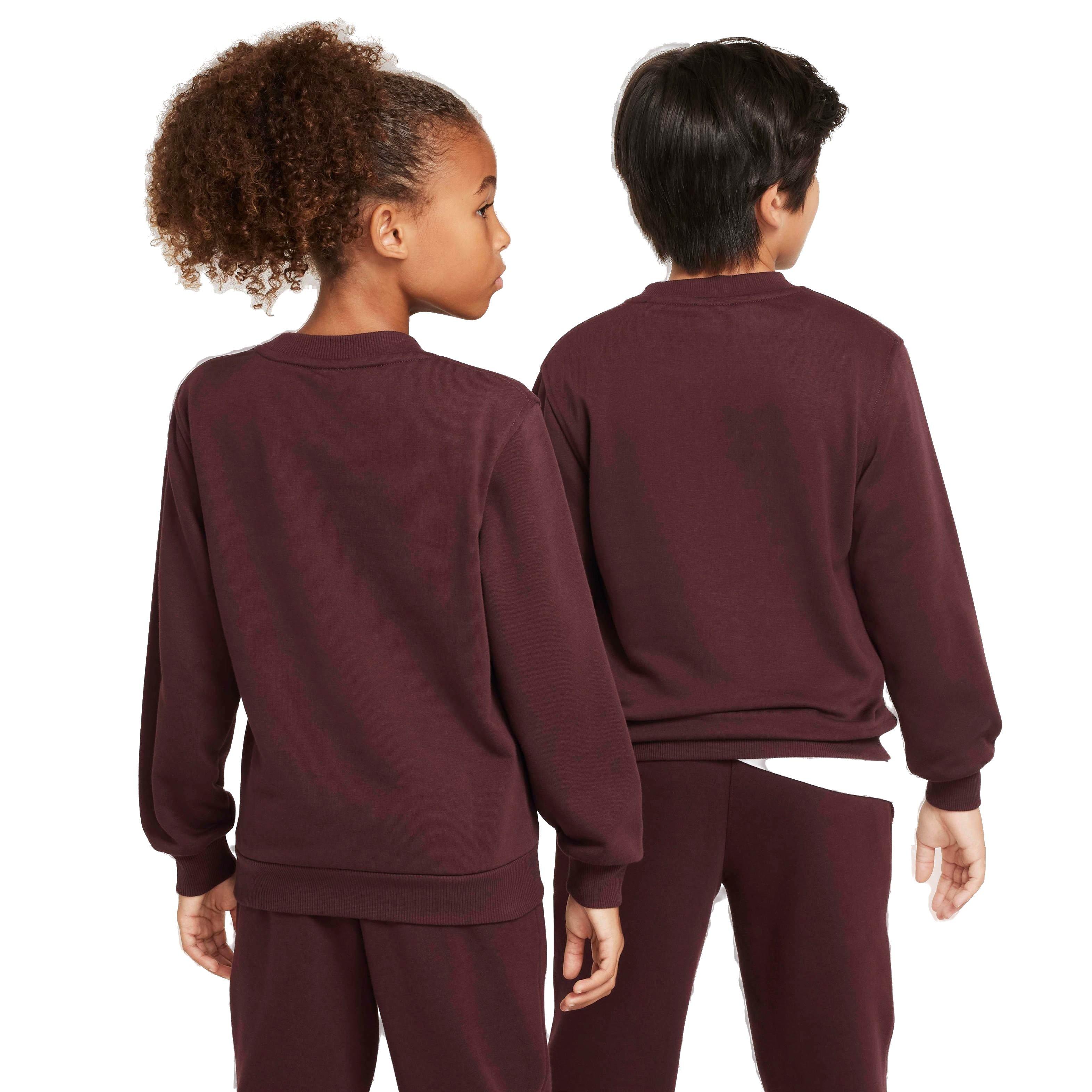 Nike Sportswear Club French Terry Big Kids' Burgundy Crew-Neck Sweatshirt