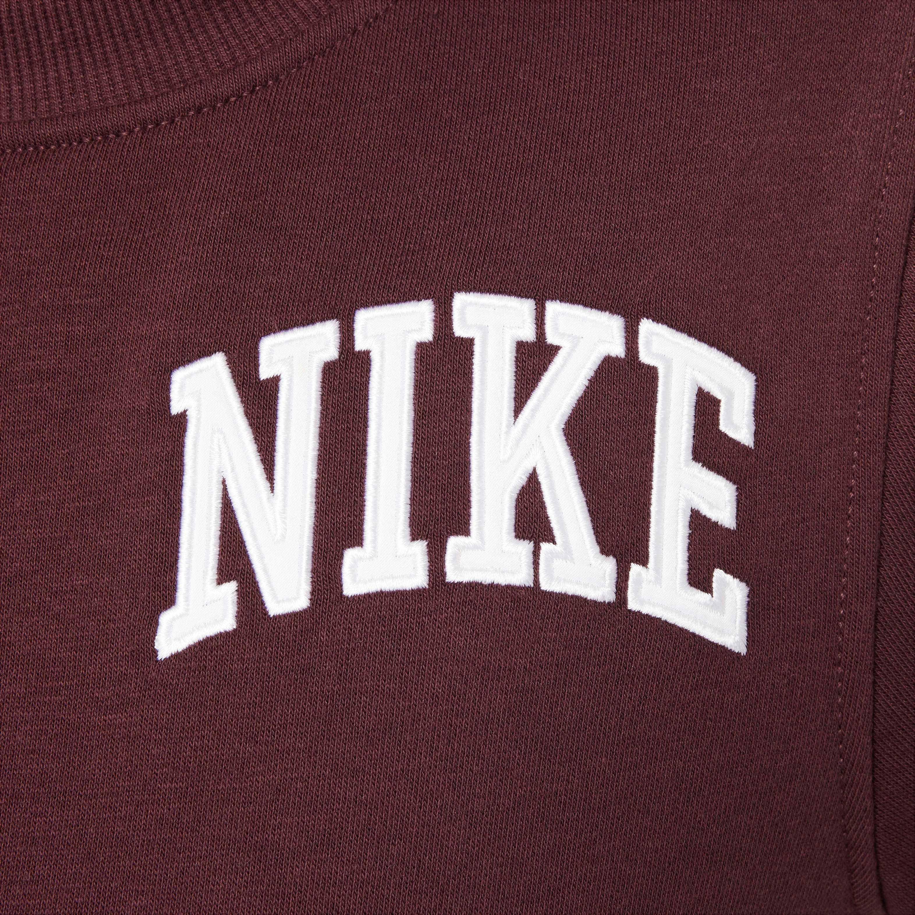 Nike Sportswear Club French Terry Big Kids' Burgundy Crew-Neck Sweatshirt