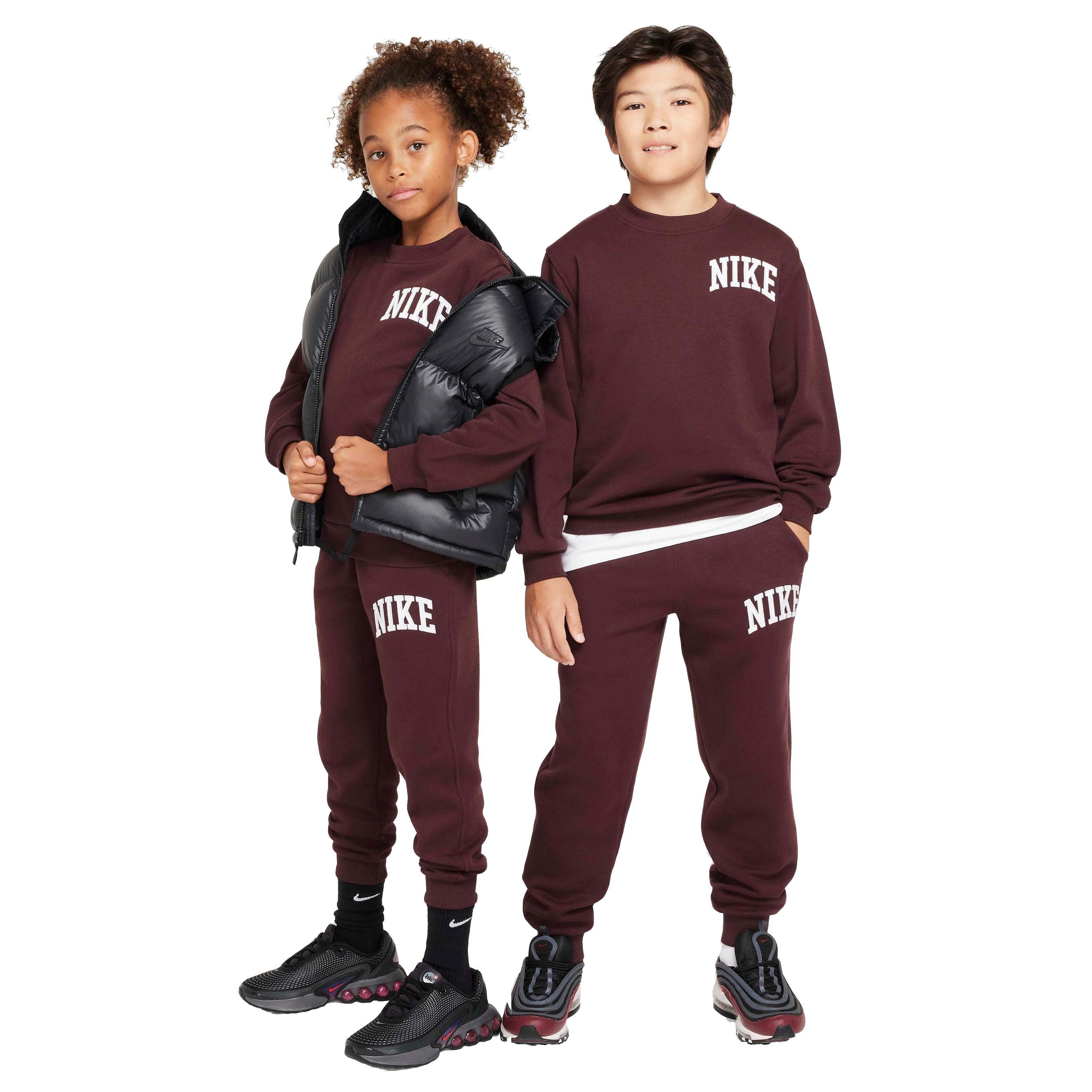 Nike Sportswear Club French Terry Big Kids' Burgundy Crew-Neck Sweatshirt