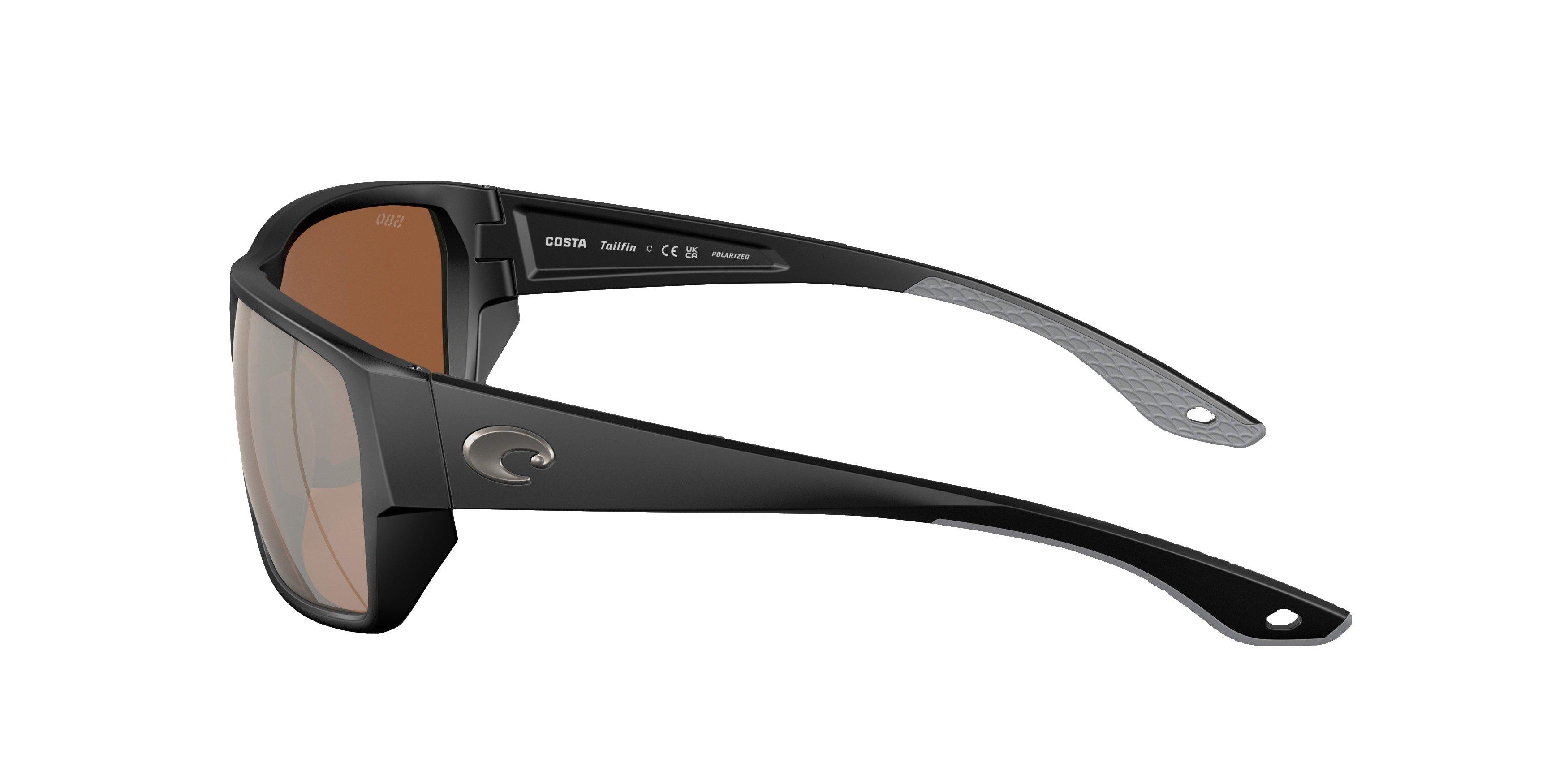 Costa Del Mar Tailfin S Copper Silver Mirror Polarized Sunglasses - Matte Black - BLACK Thumbnail View 5