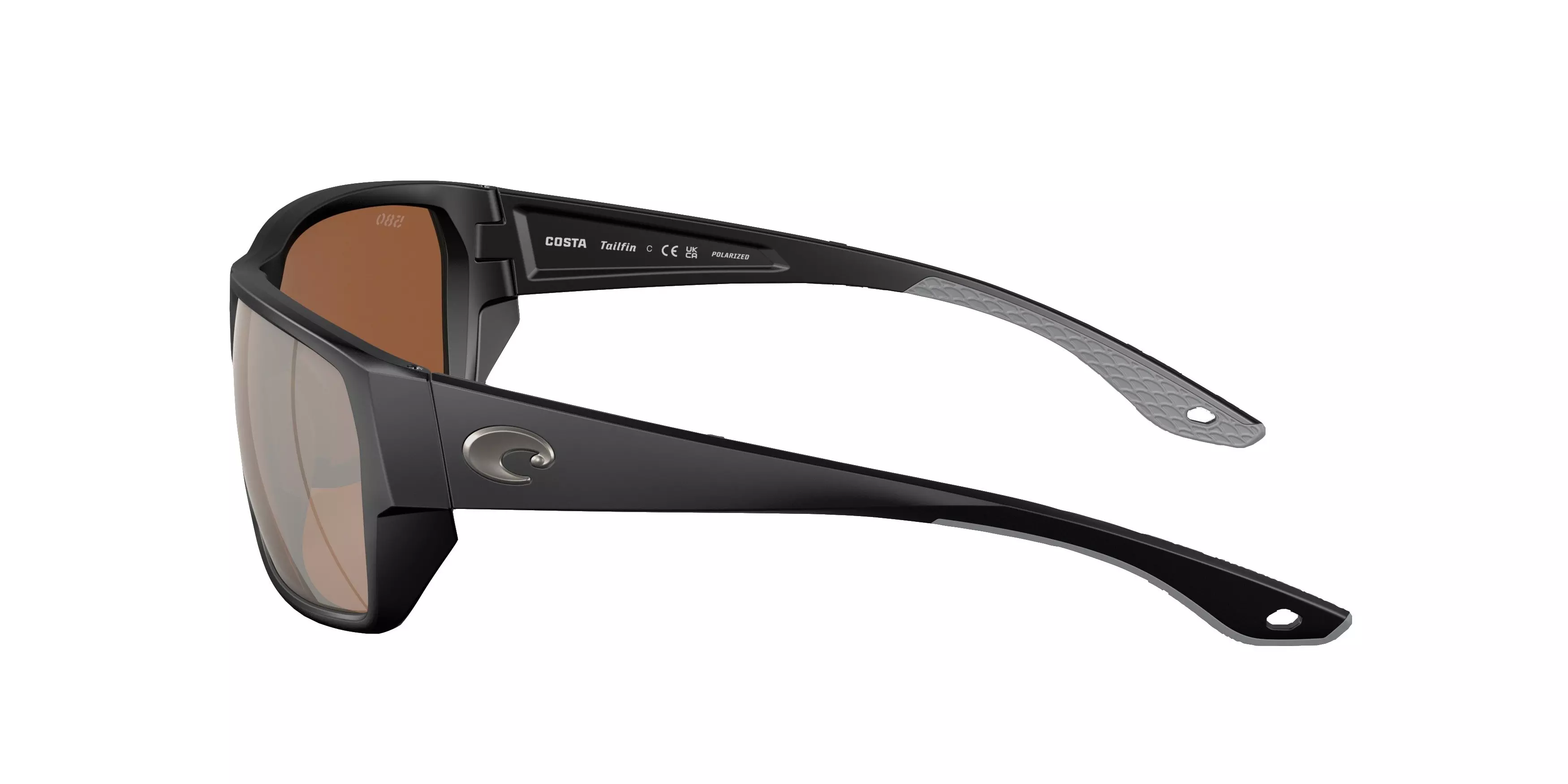 Costa Del Mar Tailfin S Copper Silver Mirror Polarized Sunglasses - Matte Black - BLACK