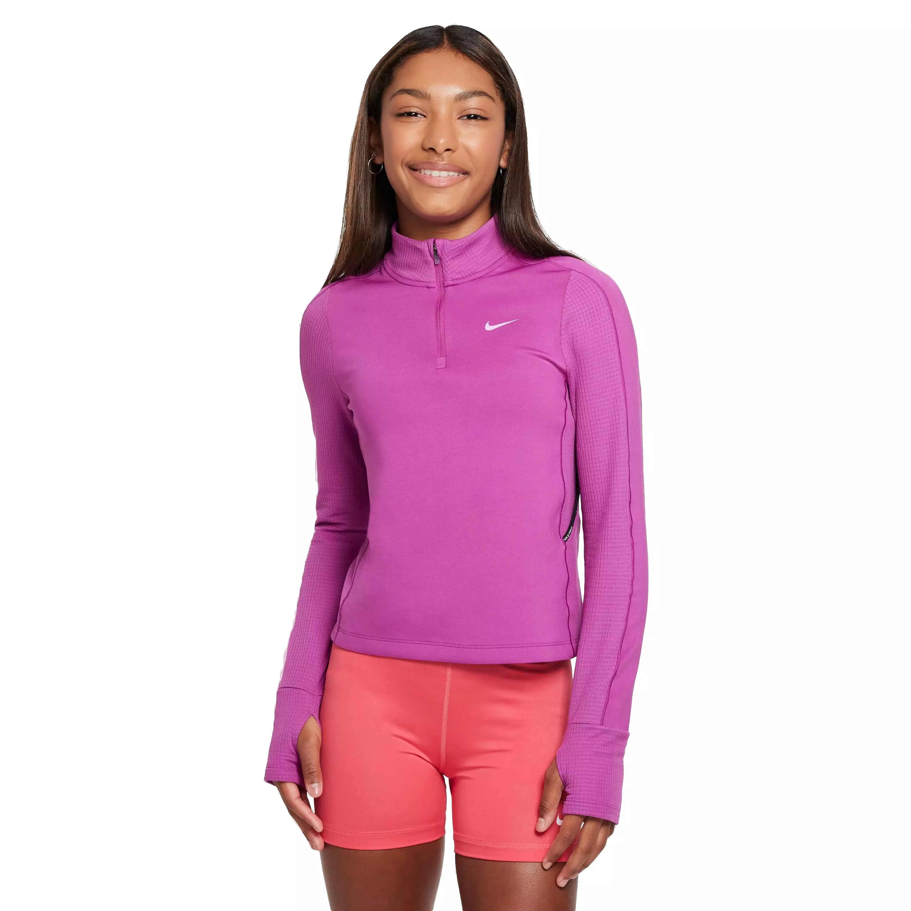 Nike Big Girls' Pro Therma-FIT 1/2-Zip Top - FUCHSIA
