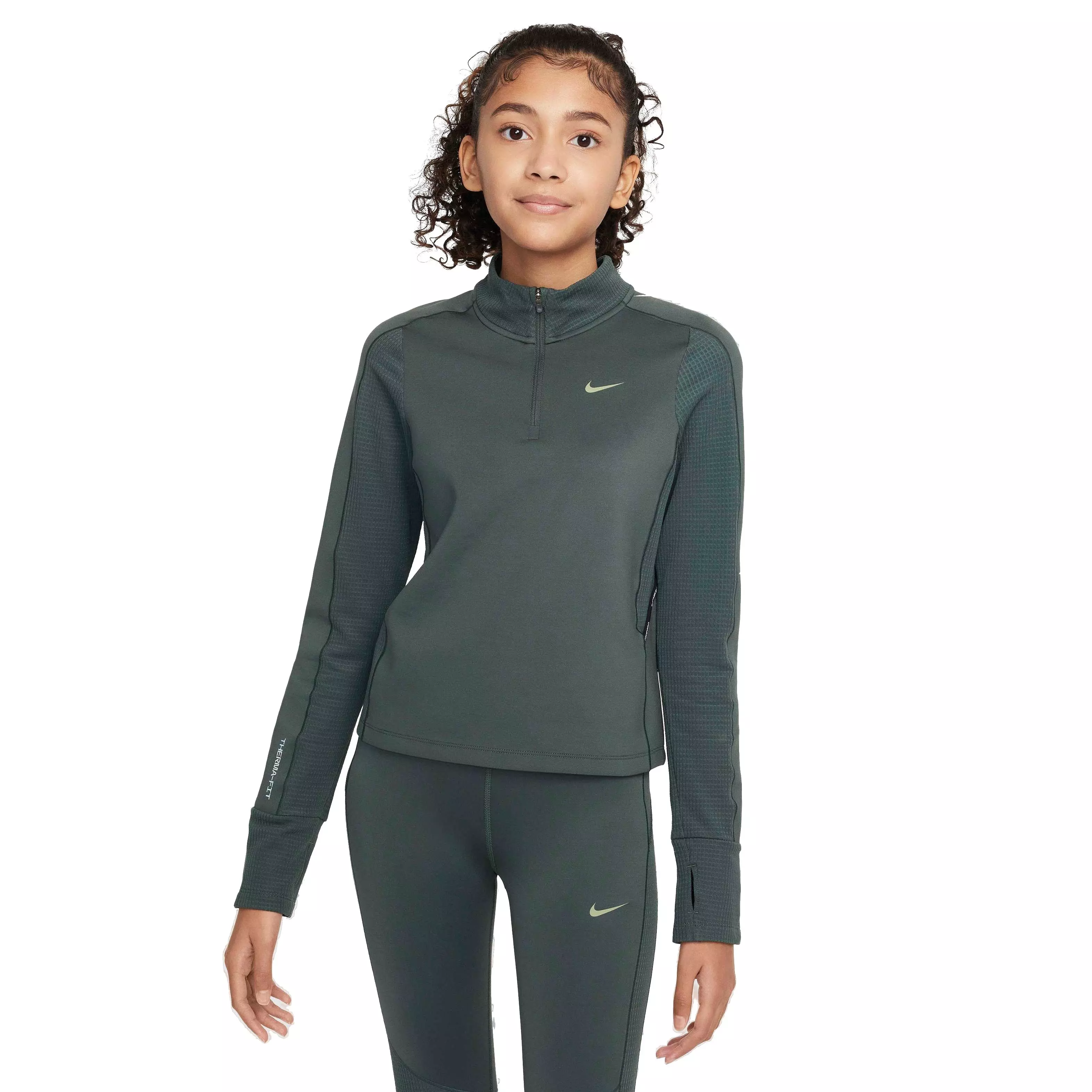 Nike Big Girls' Pro Therma-FIT 1/2-Zip Top - GREEN
