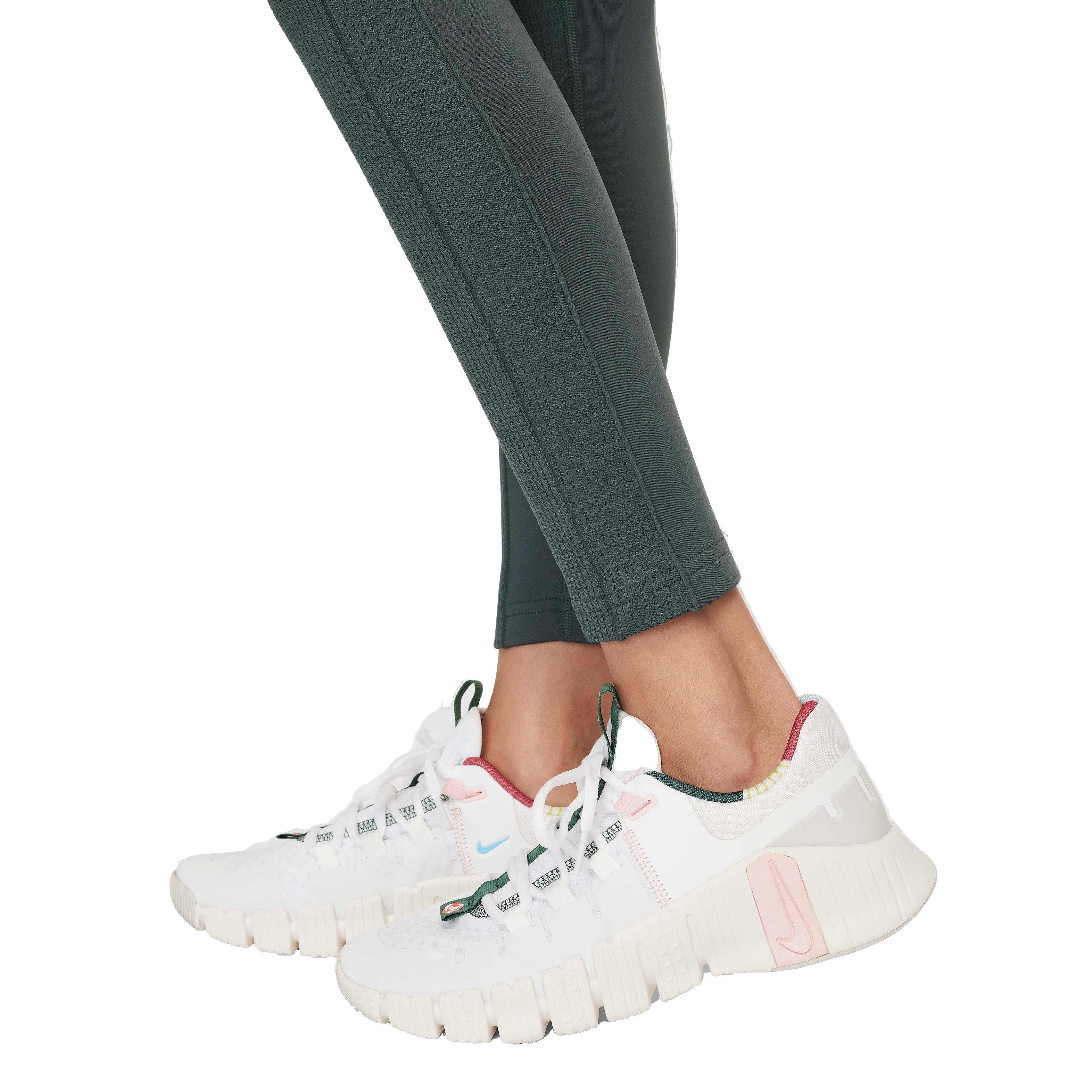 Nike Big Girls' Pro Therma-FIT Mid-Rise Leggings - GREEN Thumbnail View 4