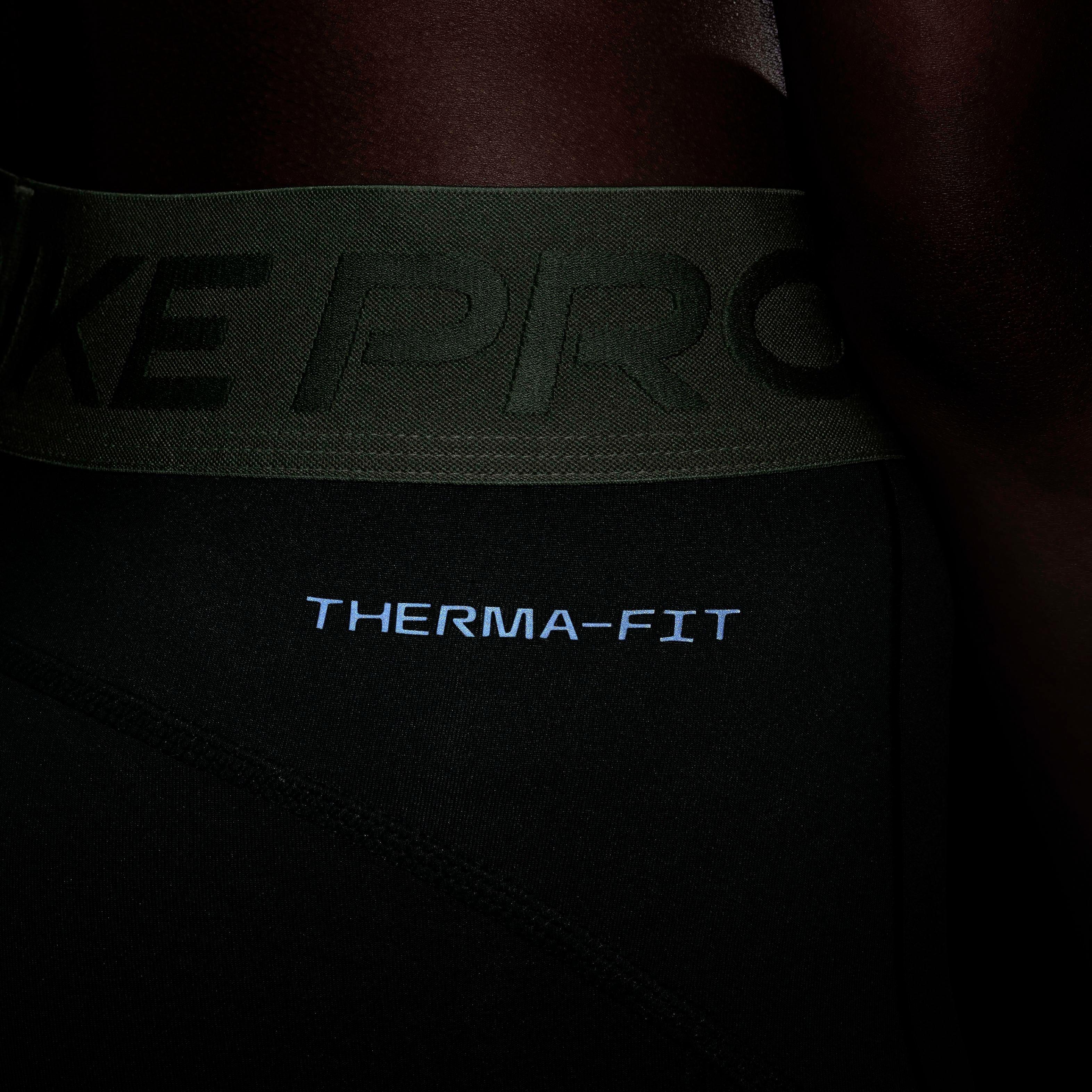 Nike Big Girls' Pro Therma-FIT Mid-Rise Leggings - GREEN Thumbnail View 6