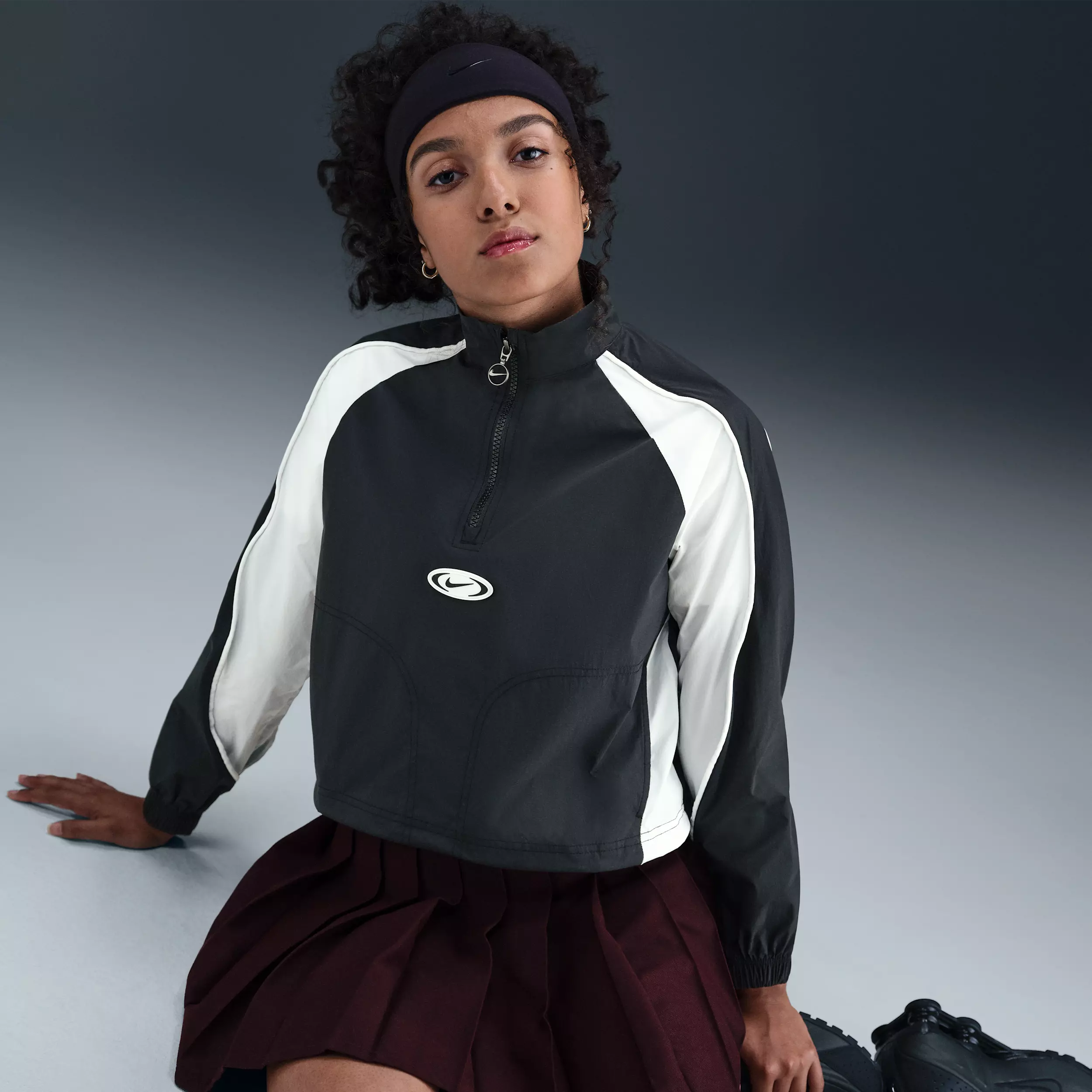 Nike Big Girls' Sportswear 1/4 Zip Track Jacket - Black - BLACK