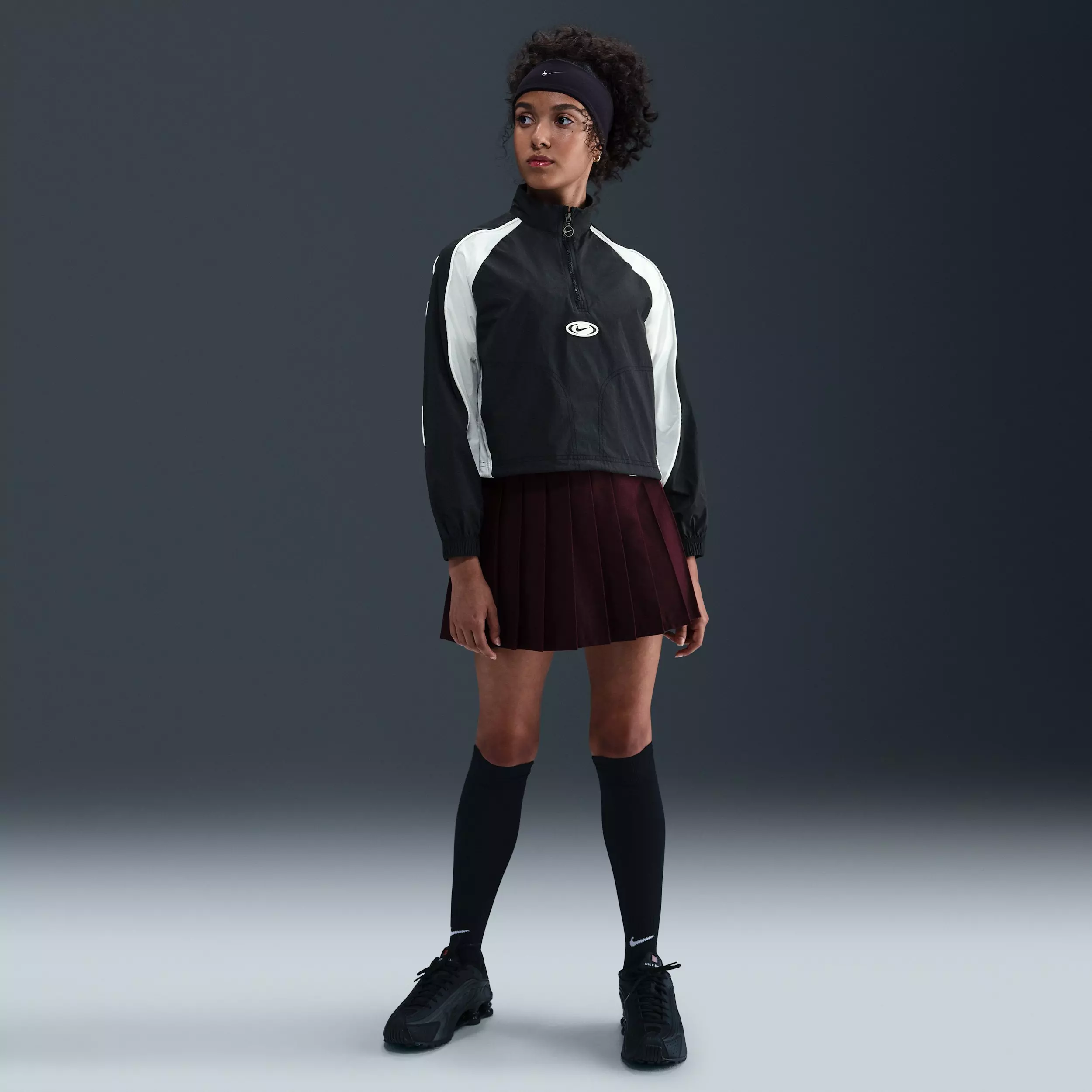 Nike Big Girls' Sportswear 1/4 Zip Track Jacket - Black - BLACK