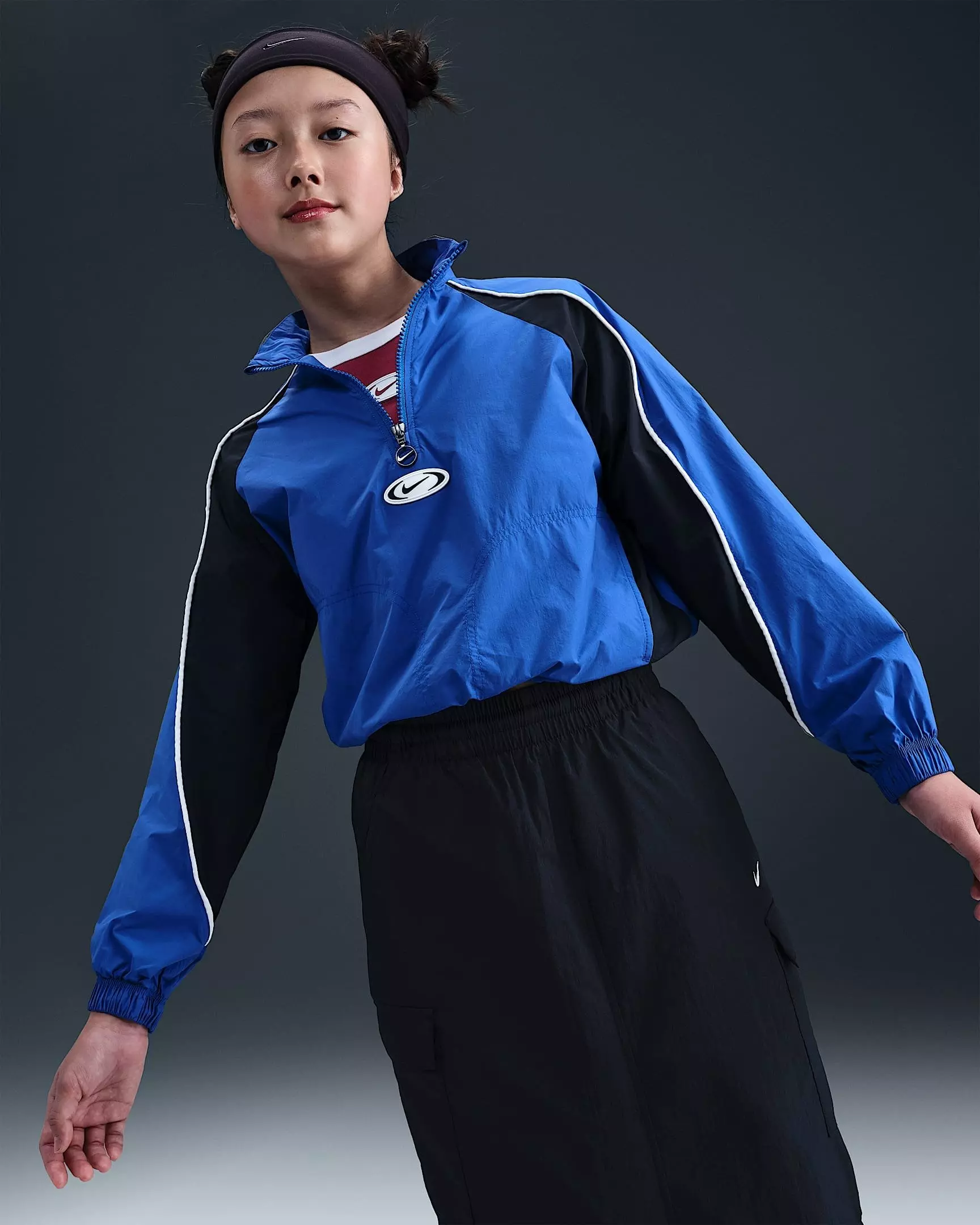 Nike Big Girls' Sportswear 1/4 Zip Track Jacket - Blue - BLUE