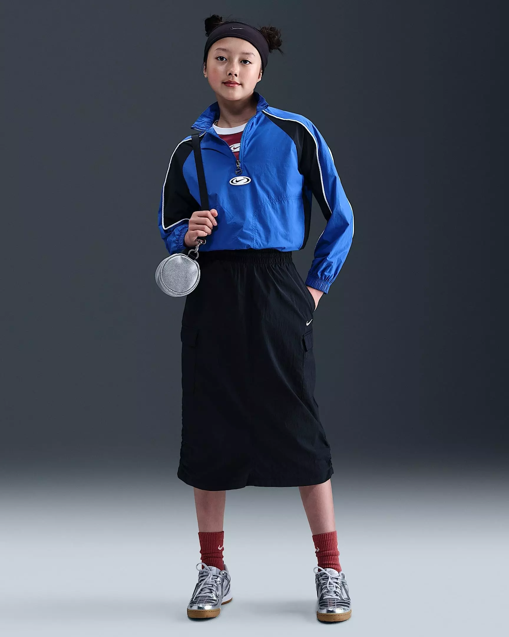 Nike Big Girls' Sportswear 1/4 Zip Track Jacket - Blue - BLUE