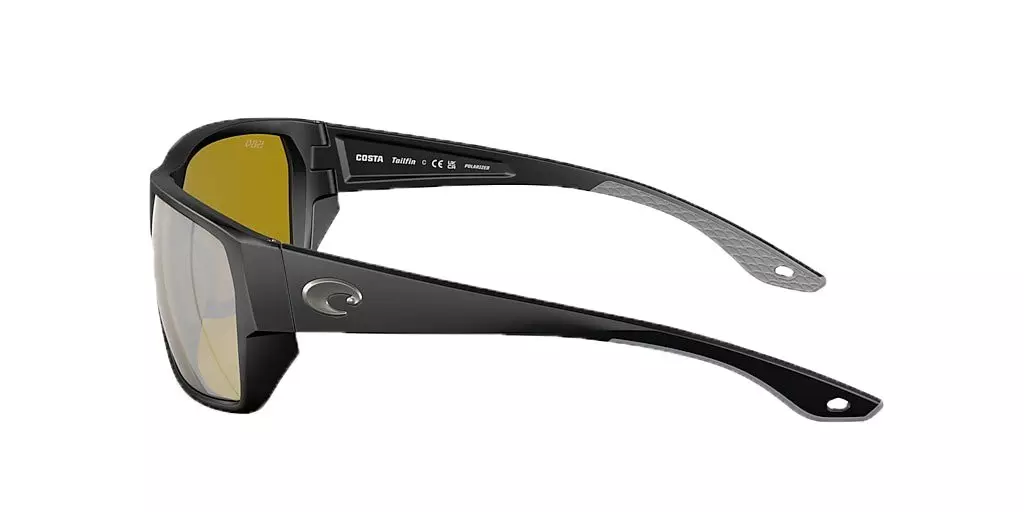 Costa Del Mar Tailfin M Sunrise Silver Mirror Polarized Sunglasses - Matte Black - BLACK