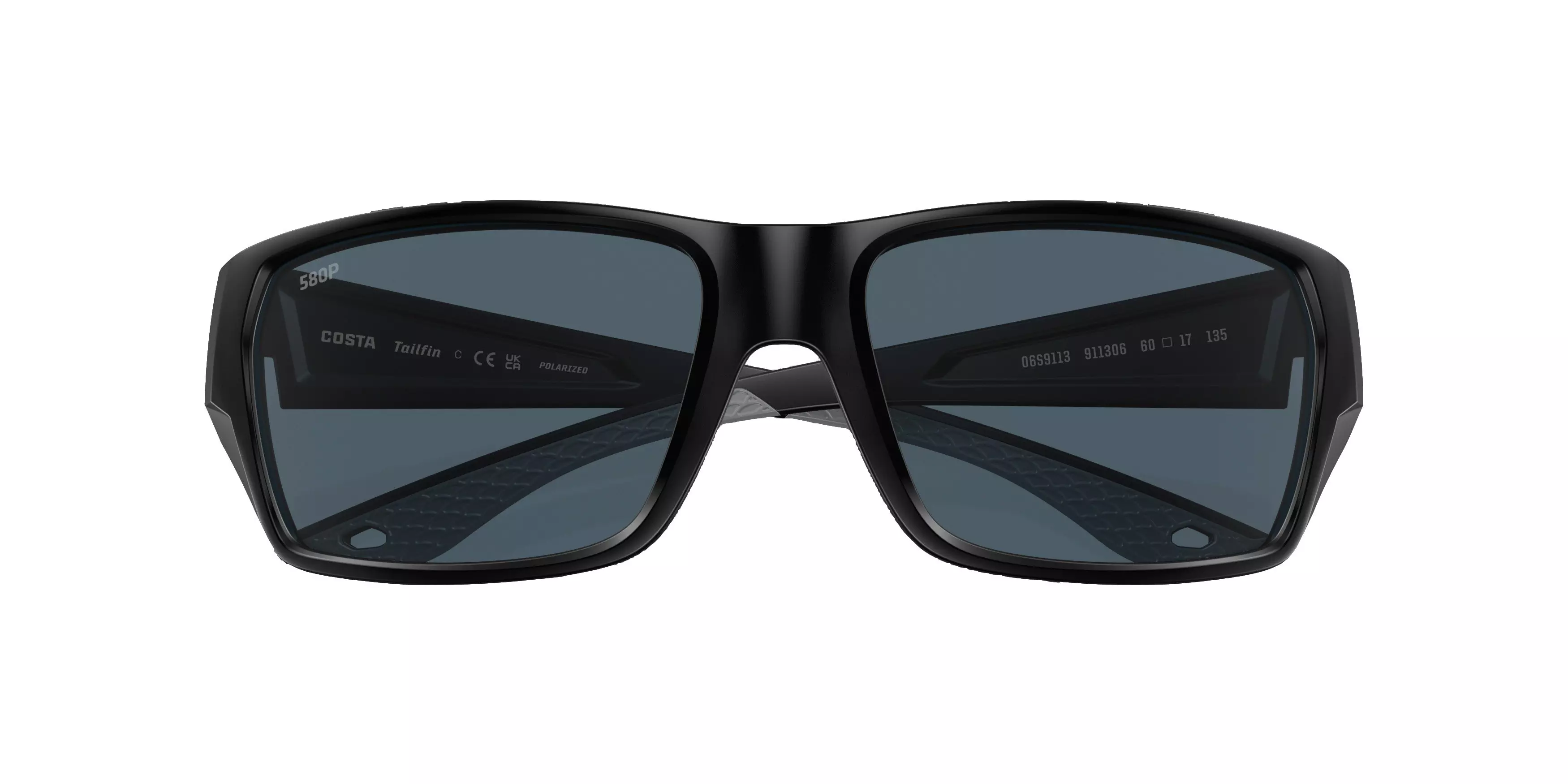 Costa Del Mar Tailfin S Black Polarized Polycarbonate Sunglasses - Matte Black - BLACK