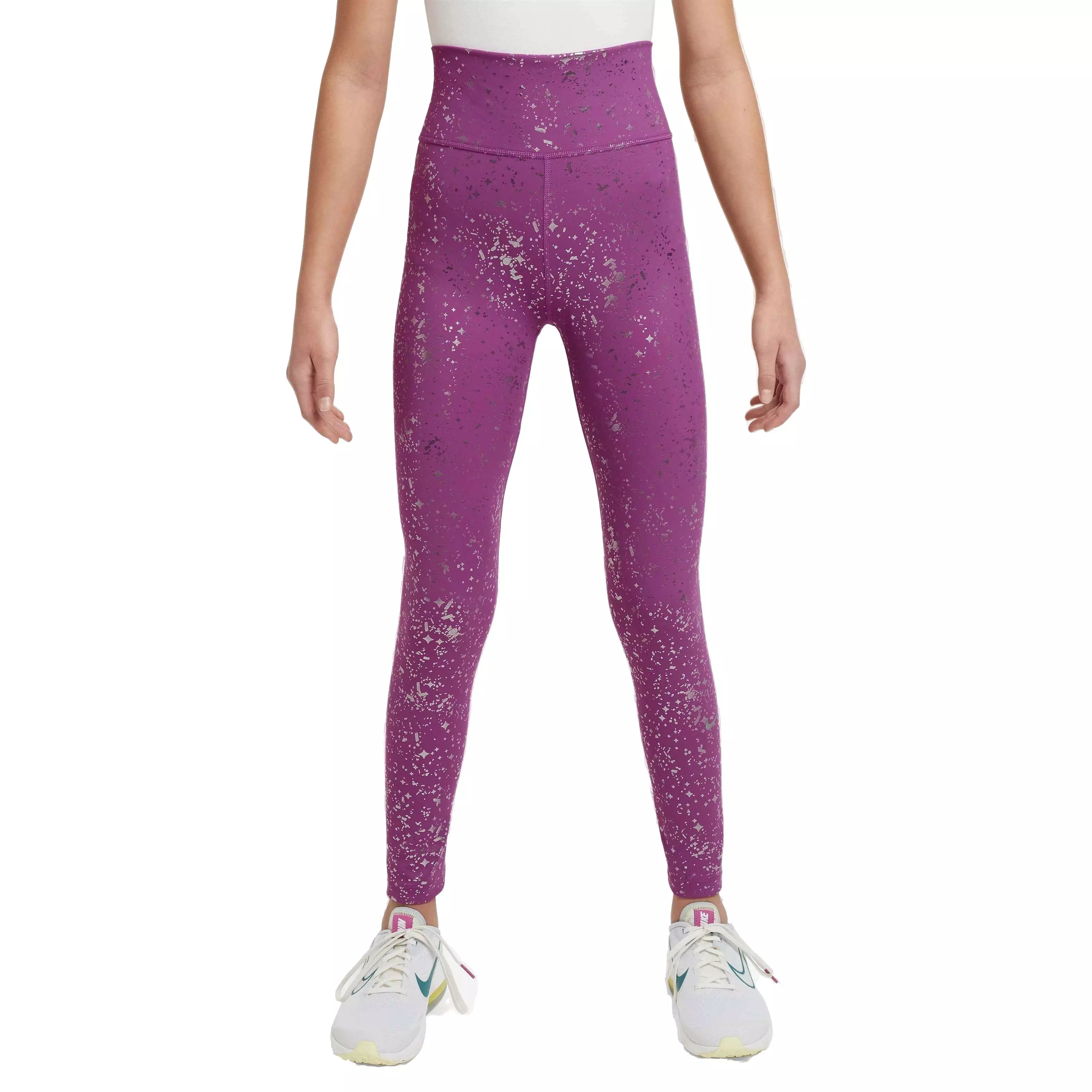 Nike Big Girls' One Dri-FIT High-Waisted Leggings - FUCHSIA/SILVER