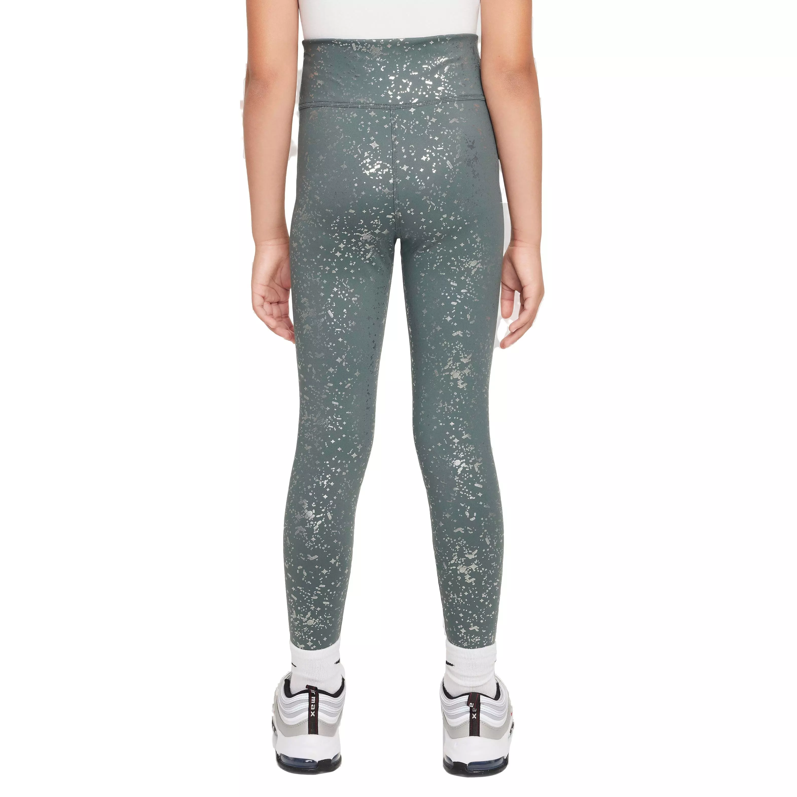 Nike Big Girls' One Dri-FIT High-Waisted Leggings - GREEN/SILVER