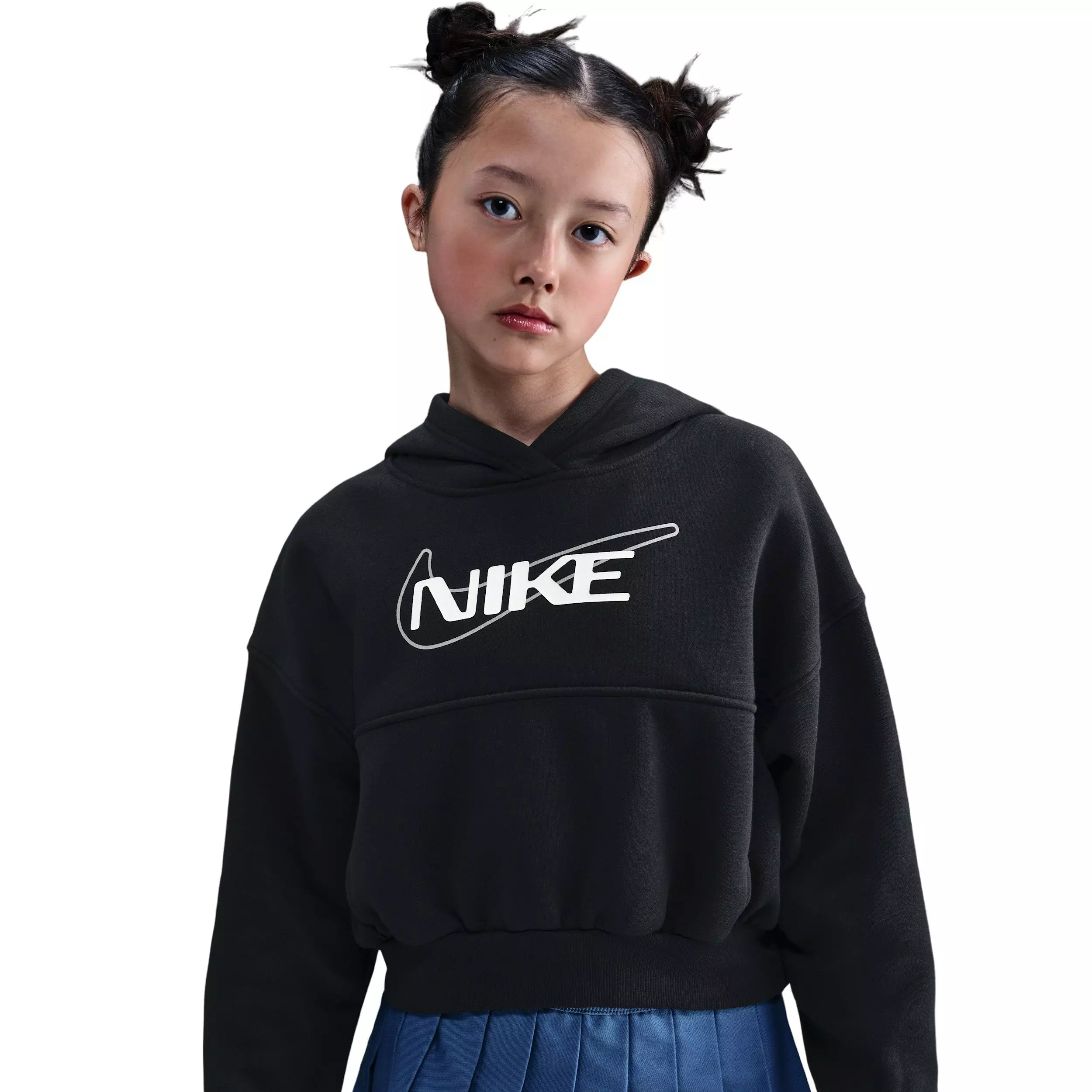 Nike Big Girls' Sportswear Club Fleece Oversized Hoodie - Black - BLACK