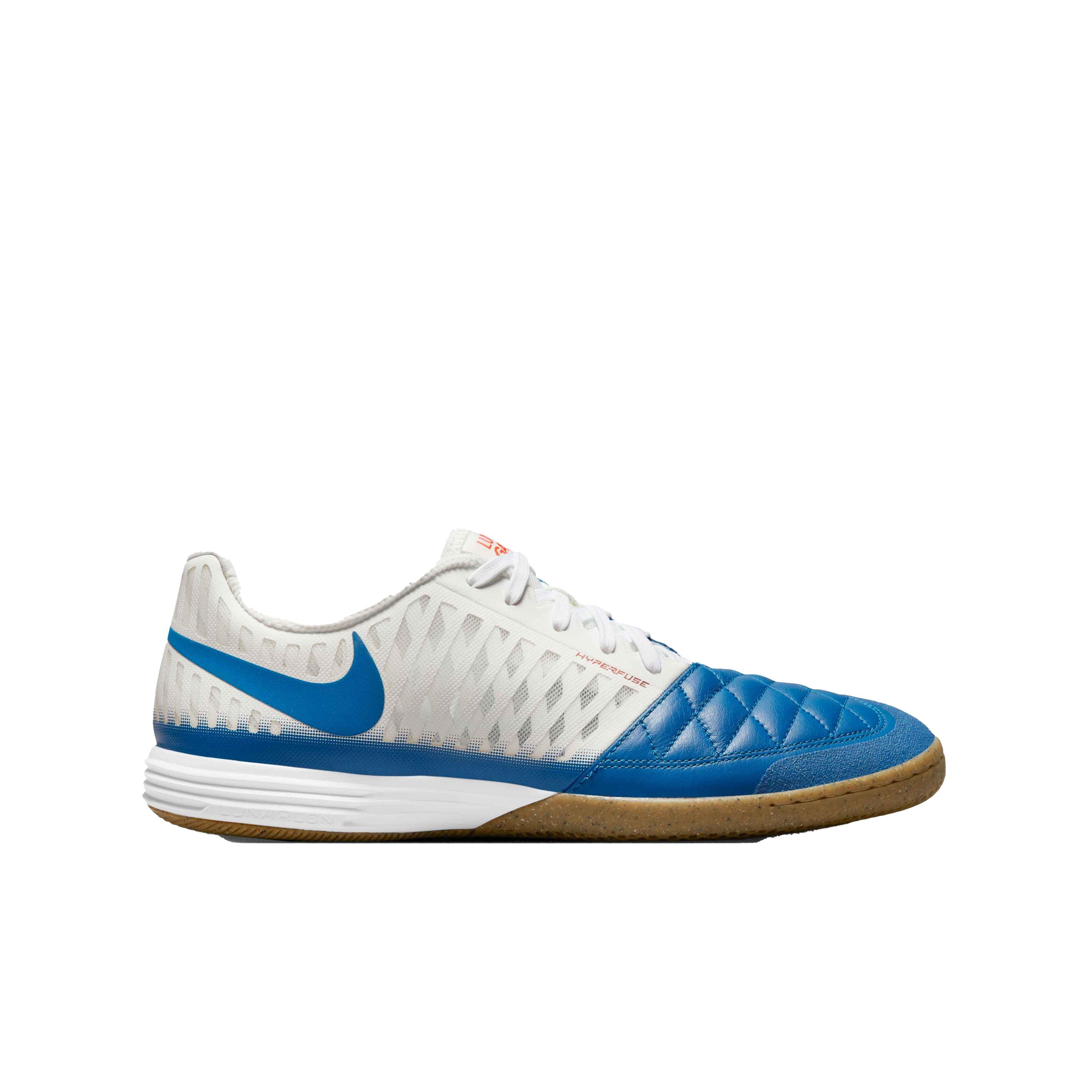 Nike Lunar Gato II IC "Sail/Blue Jay-White-Gum Lt Brown" Grade School Kids' Soccer Shoe - BLUE/WHITE Thumbnail View 1