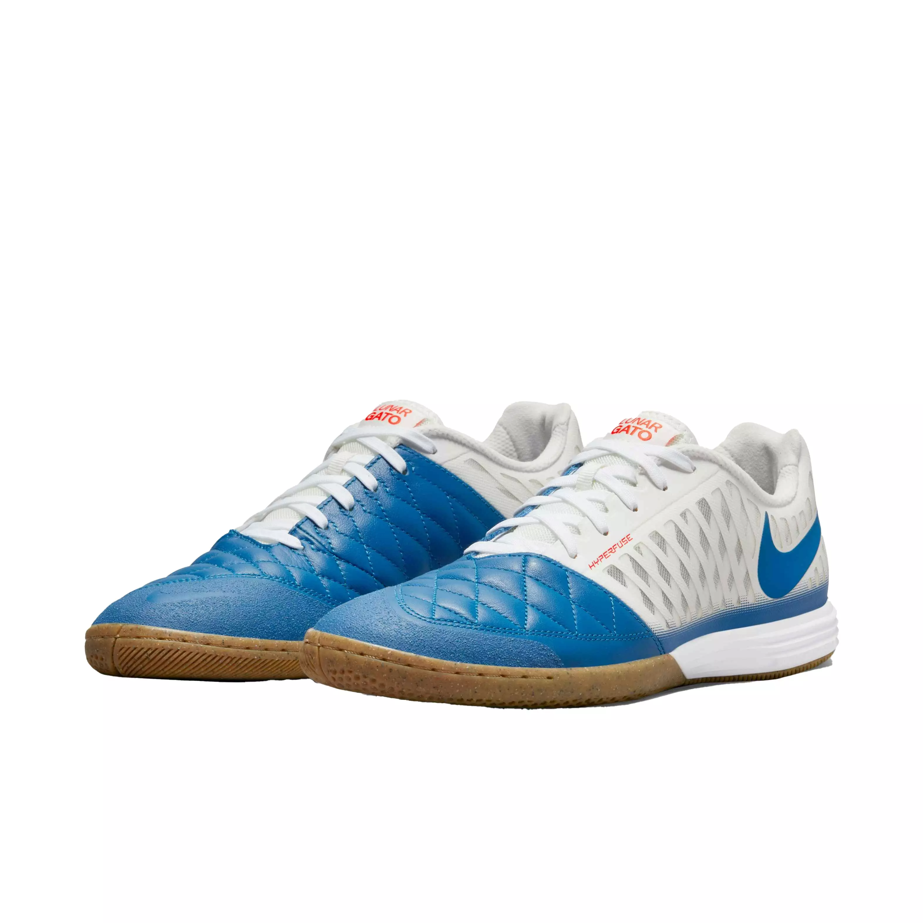 Nike Lunar Gato II IC "Sail/Blue Jay-White-Gum Lt Brown" Grade School Kids' Soccer Shoe - BLUE/WHITE