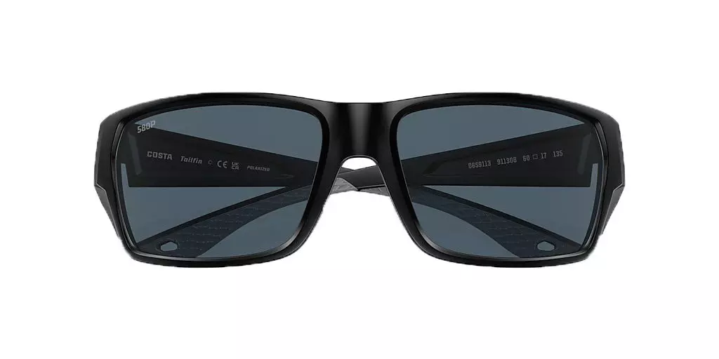 Costa Del Mar Tailfin M Grey Polarized Polycarbonate Sunglasses - Matte Black - BLACK