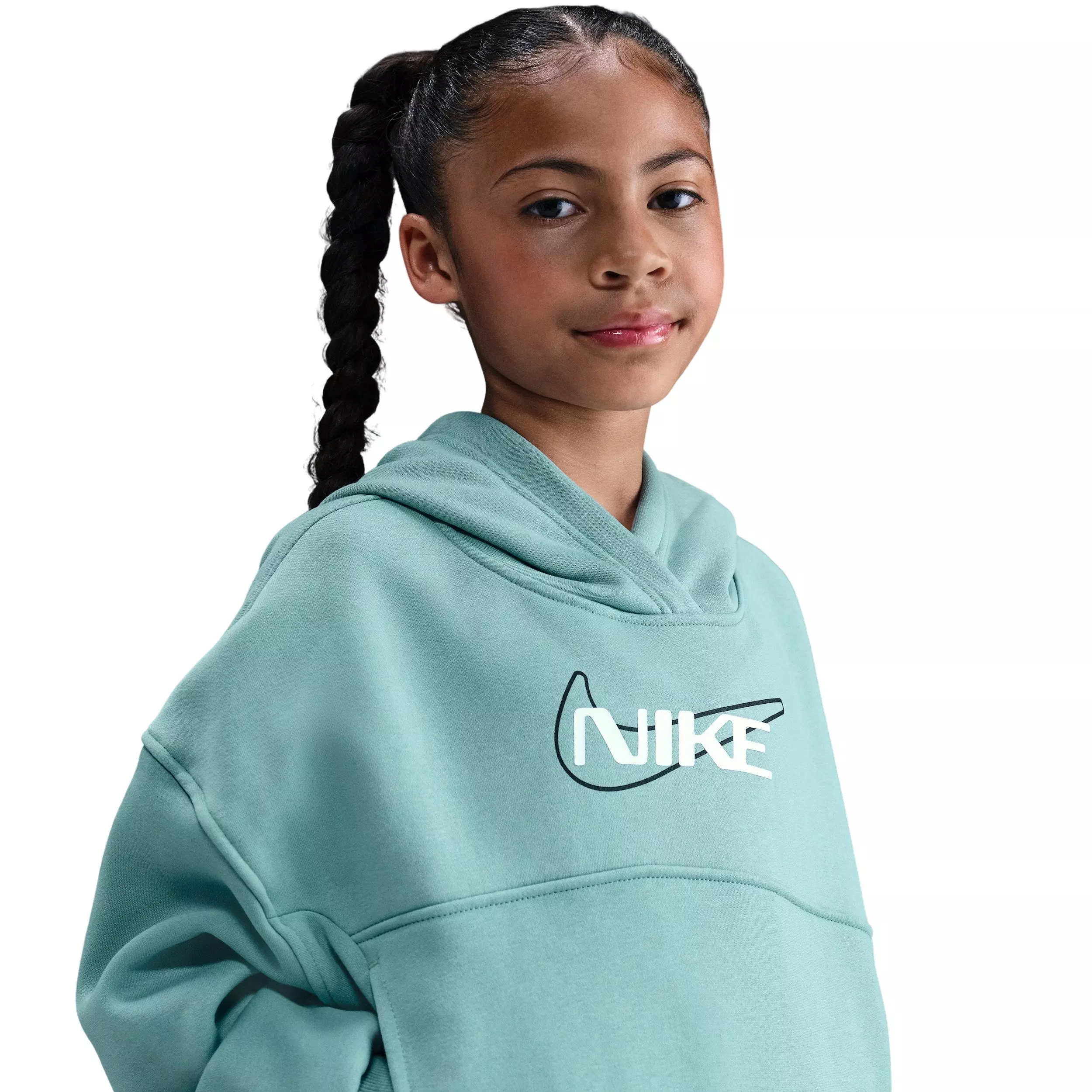 Nike Big Girls' Sportswear Club Fleece Oversized Hoodie - Green - GREEN