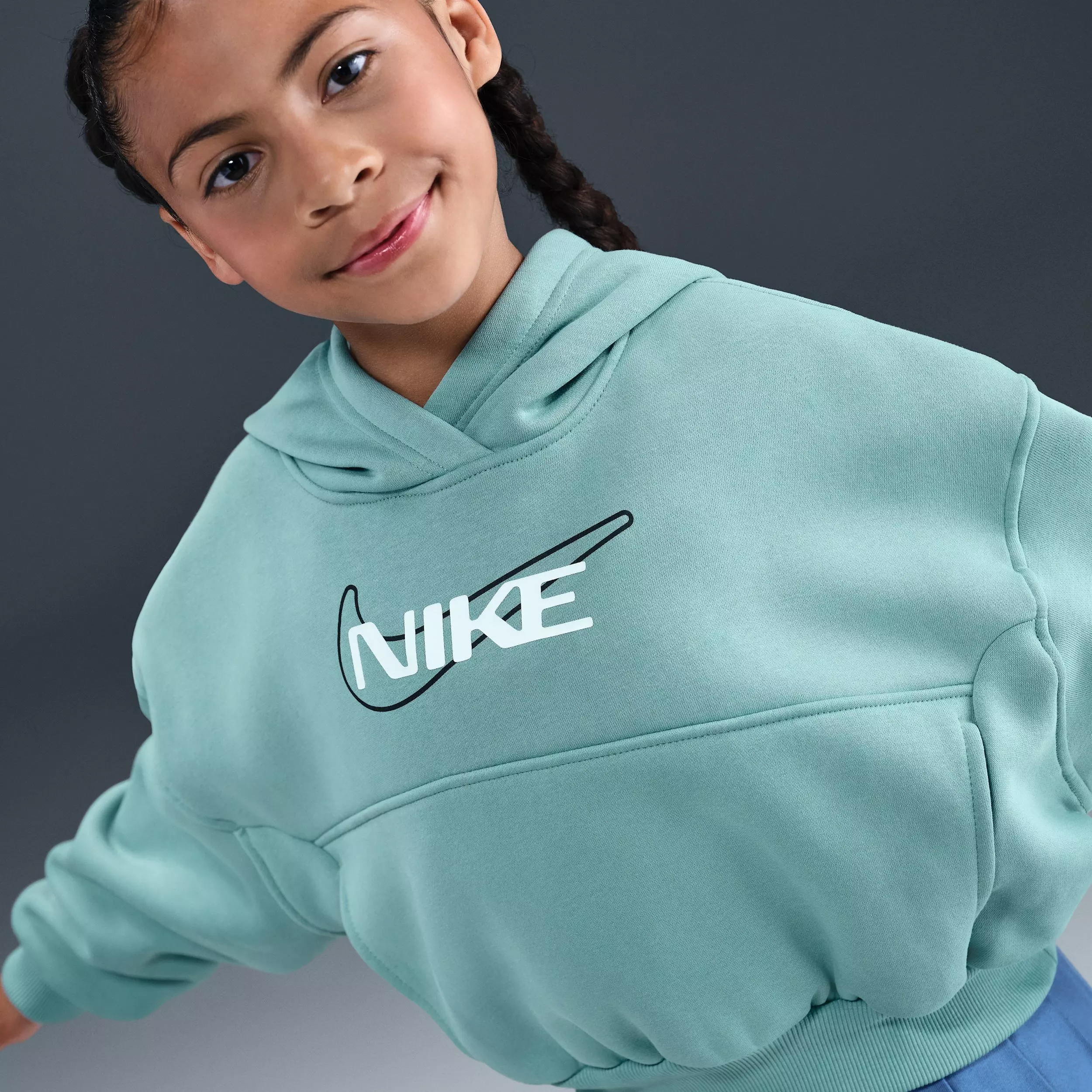 Nike Big Girls' Sportswear Club Fleece Oversized Hoodie - Green - GREEN