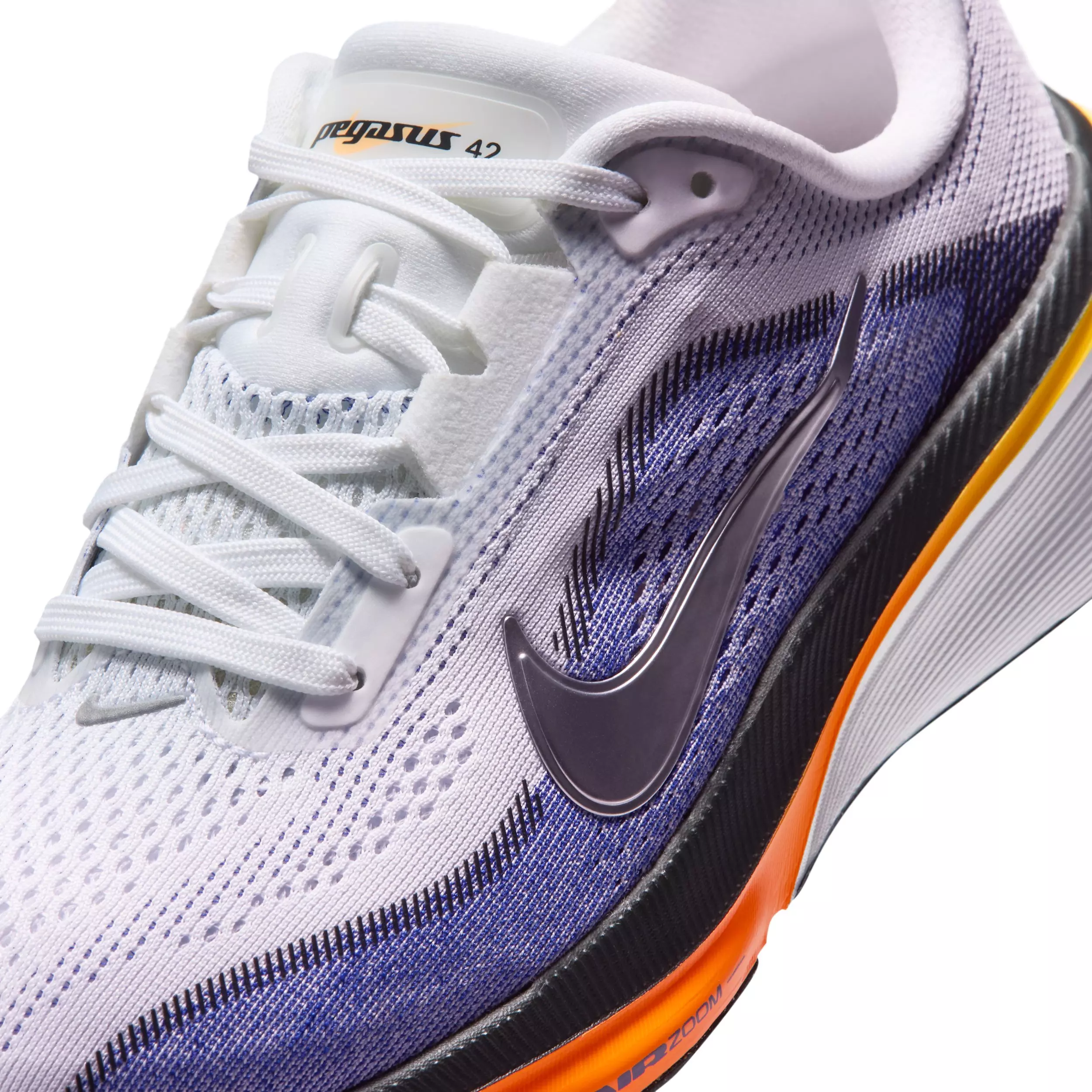 Nike Pegasus 42 "White/Lapis/Total Orange/Metallic Silver" Grade School Boys' Running Shoe - WHITE/LAPIS/ORANGE/SILVER