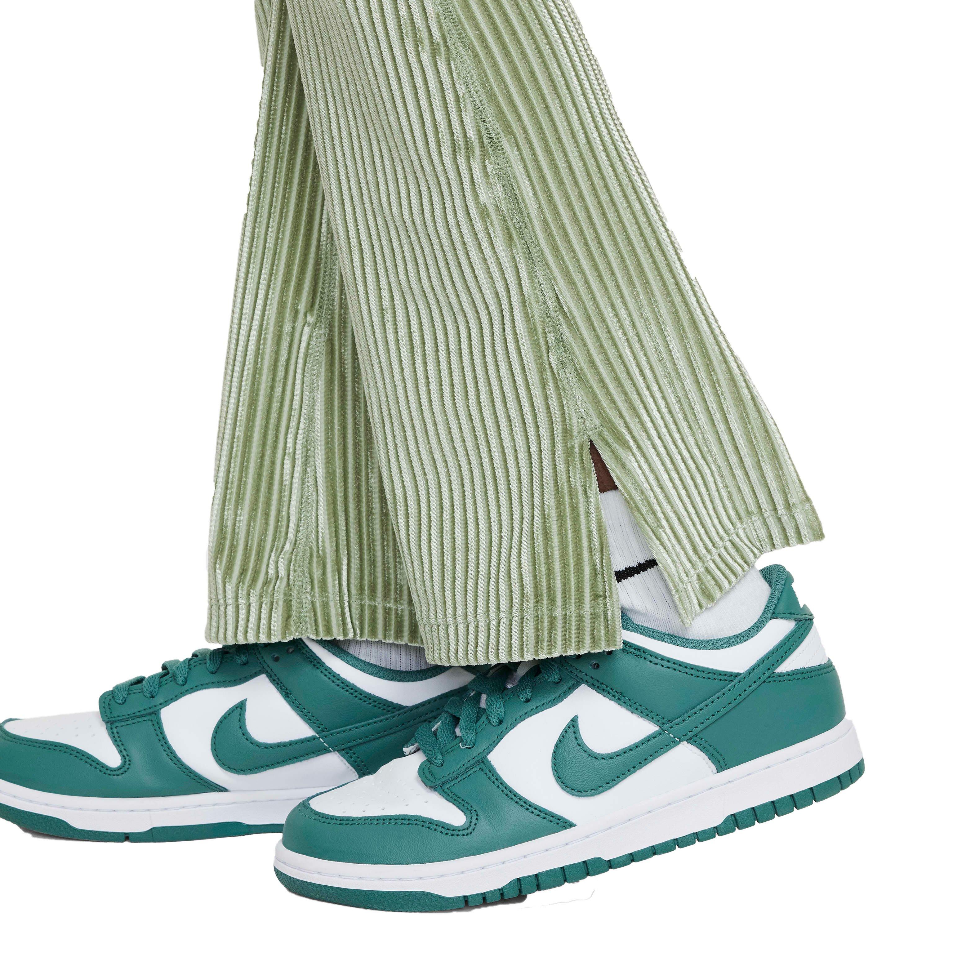 Nike Sportswear High-Waisted Flared Ribbed Big Girls' Green Leggings