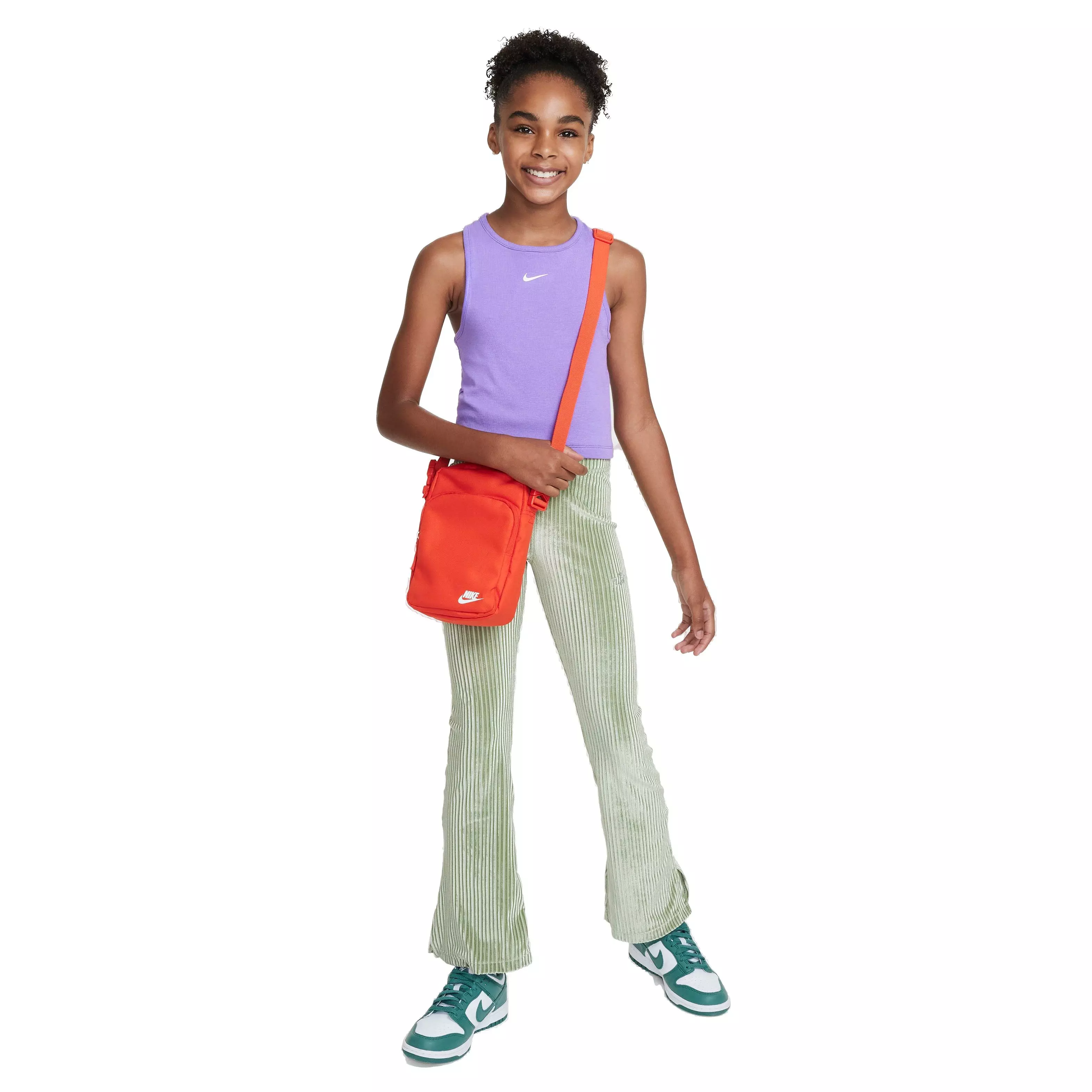 Nike Big Girls' Sportswear High-Waisted Flared Ribbed Leggings -Green - GREEN