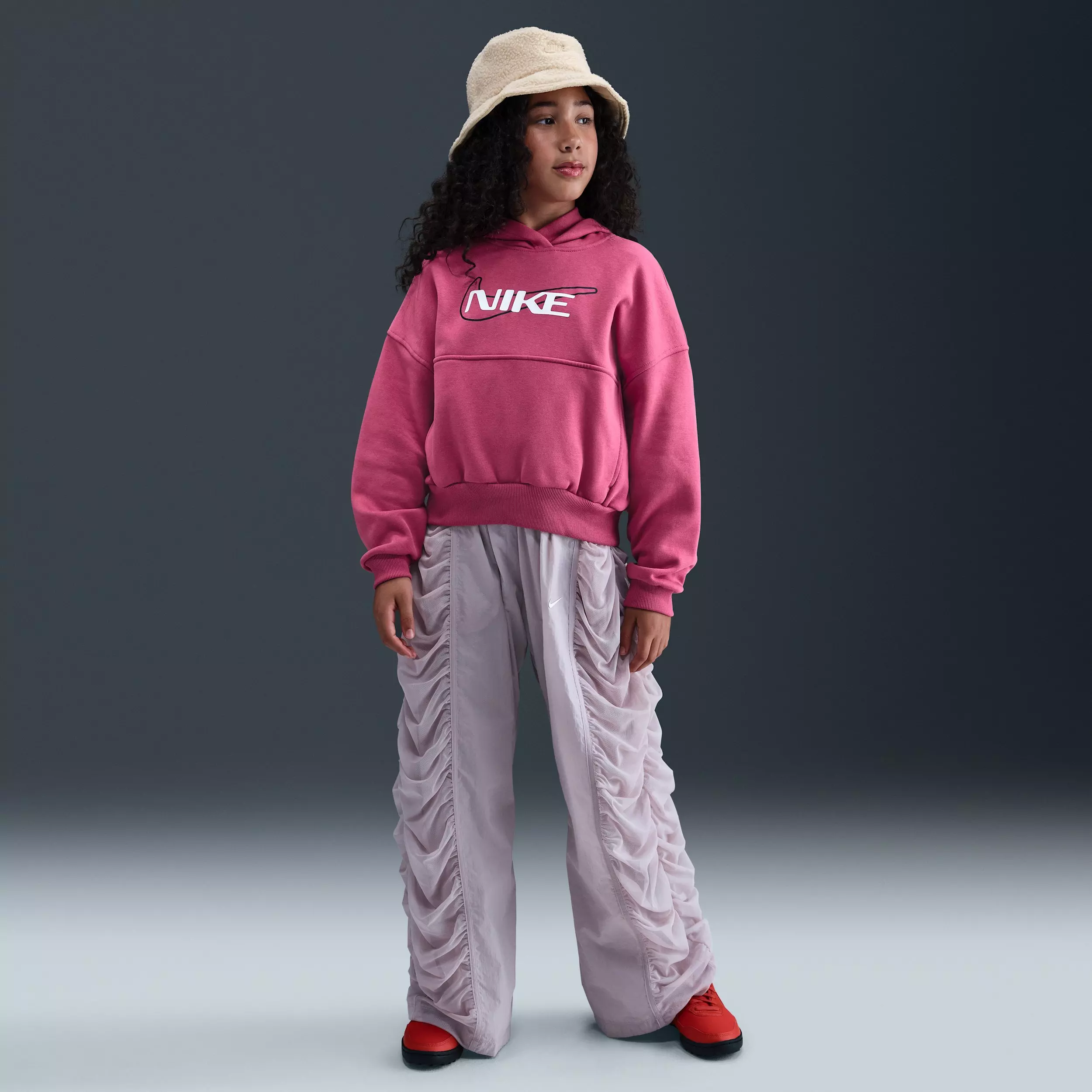 Nike Big Girls' Sportswear Club Fleece Oversized Hoodie - Purple - PURPLE