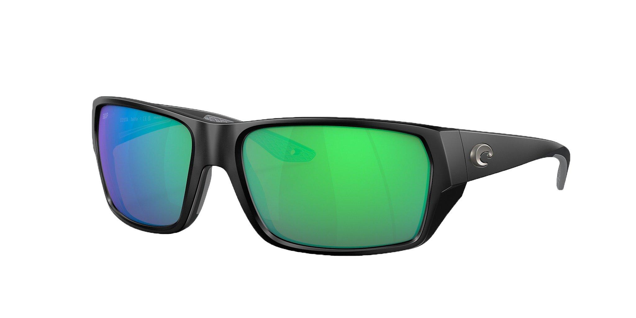 Costa Del Mar Tailfin M Green Mirror Polarized Polycarbonate Sunglasses - Matte Black - BLACK Thumbnail View 1