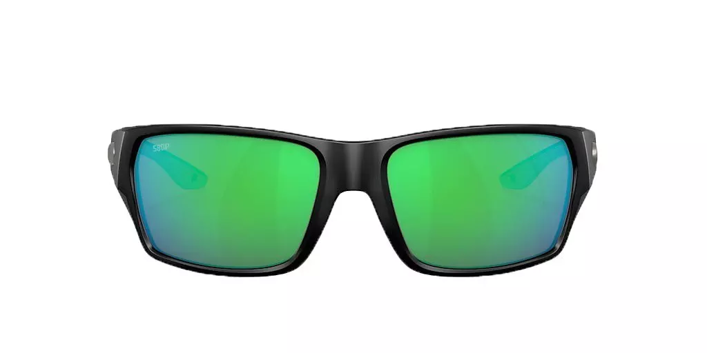 Costa Del Mar Tailfin M Green Mirror Polarized Polycarbonate Sunglasses - Matte Black - BLACK