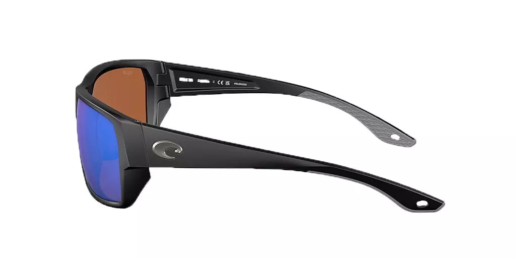 Costa Del Mar Tailfin M Green Mirror Polarized Polycarbonate Sunglasses - Matte Black - BLACK