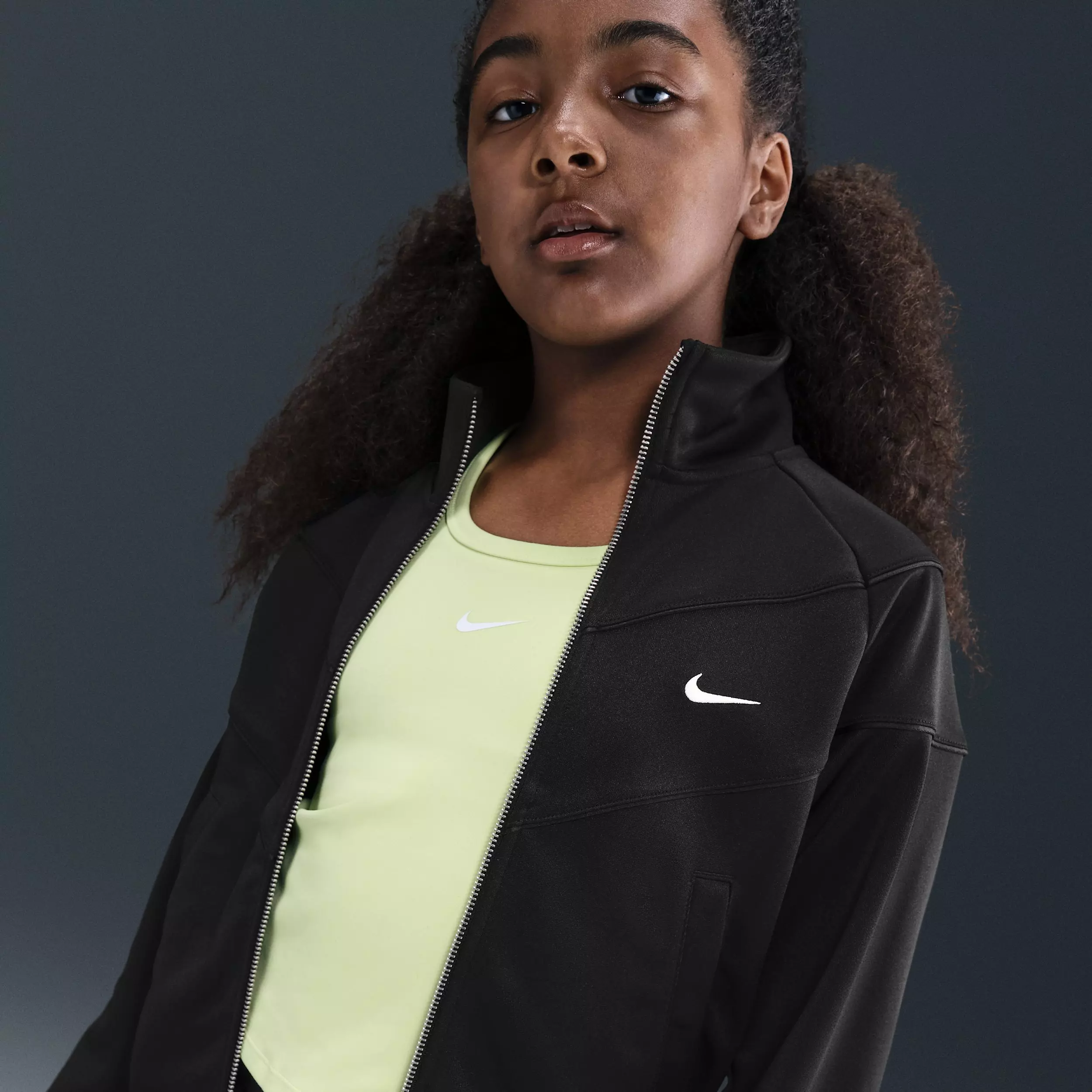 Nike Big Girls' Sportswear Knit Track Jacket - Black - BLACK
