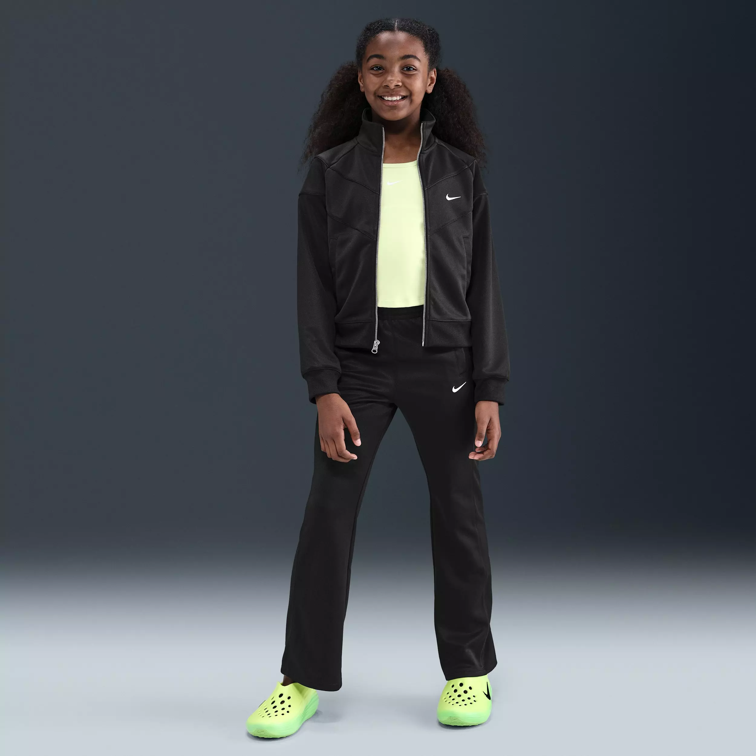 Nike Big Girls' Sportswear Knit Track Jacket - Black - BLACK