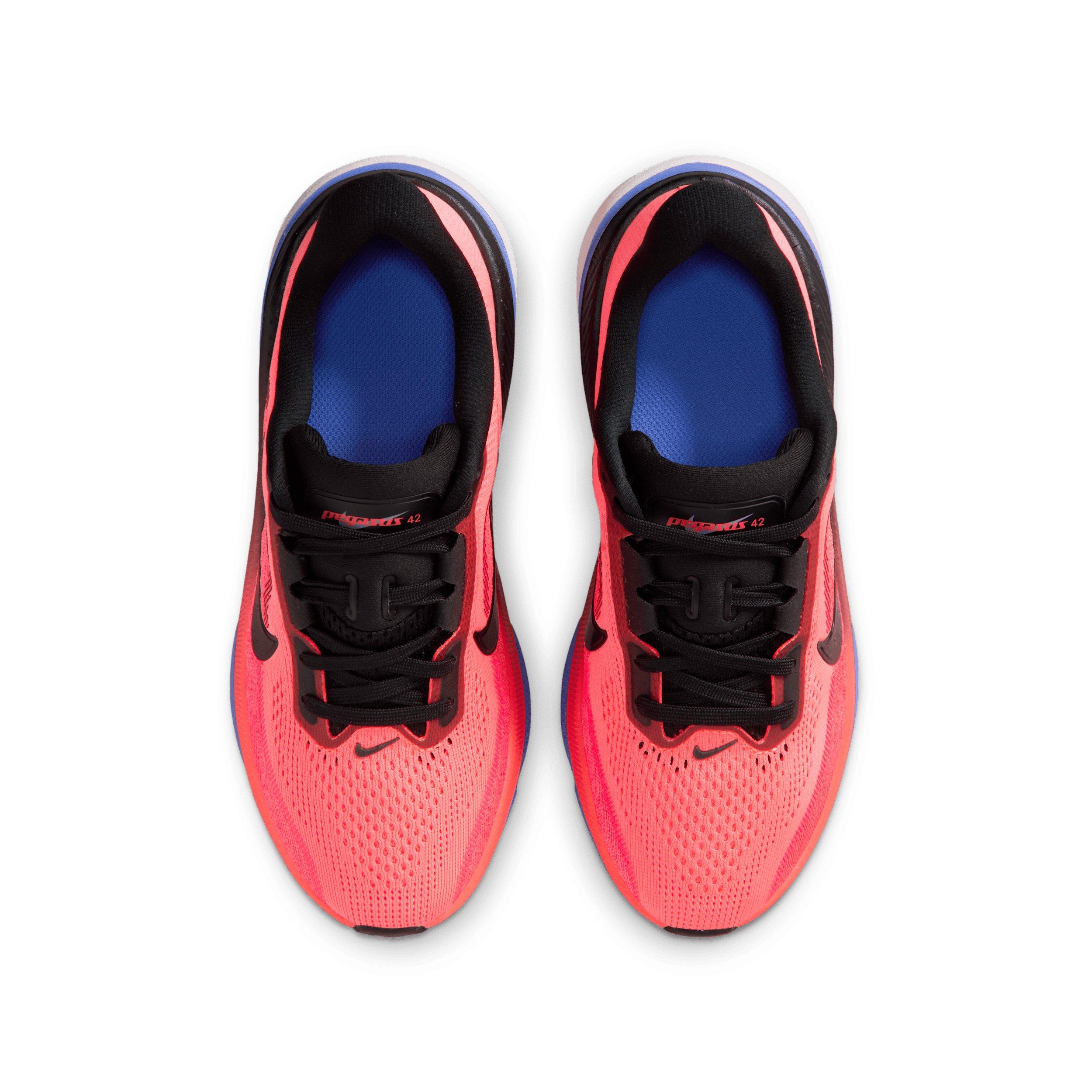 Nike Pegasus 42 "Lava Glow/Flash Crimson/Sapphire/Black" Grade School Boys' Running Shoe - LAVA/CRIMSON/SAPPHIRE/BLACK Thumbnail View 4