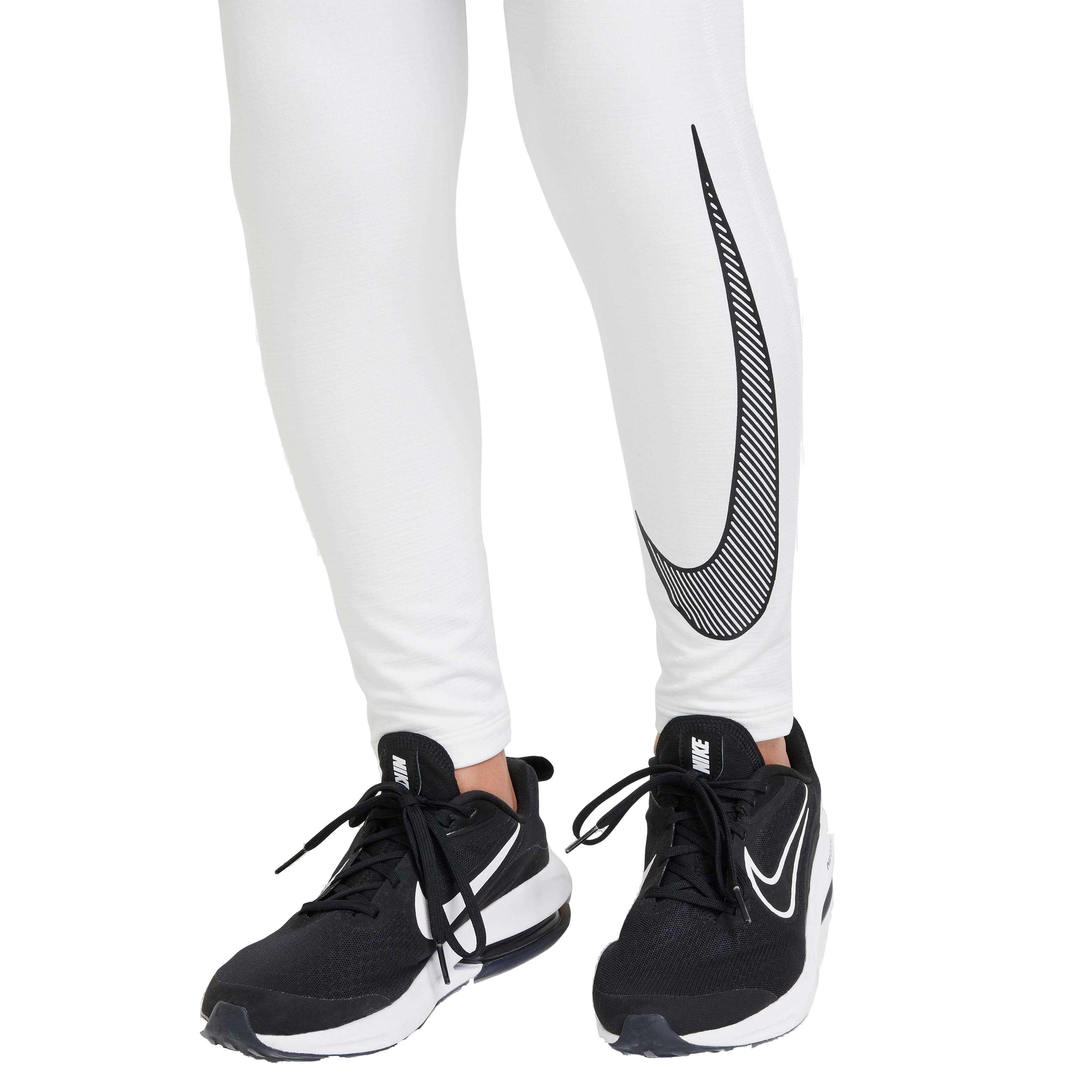 Nike Big Boys' Pro Warm Dri-FIT Training Pants - WHITE Thumbnail View 4