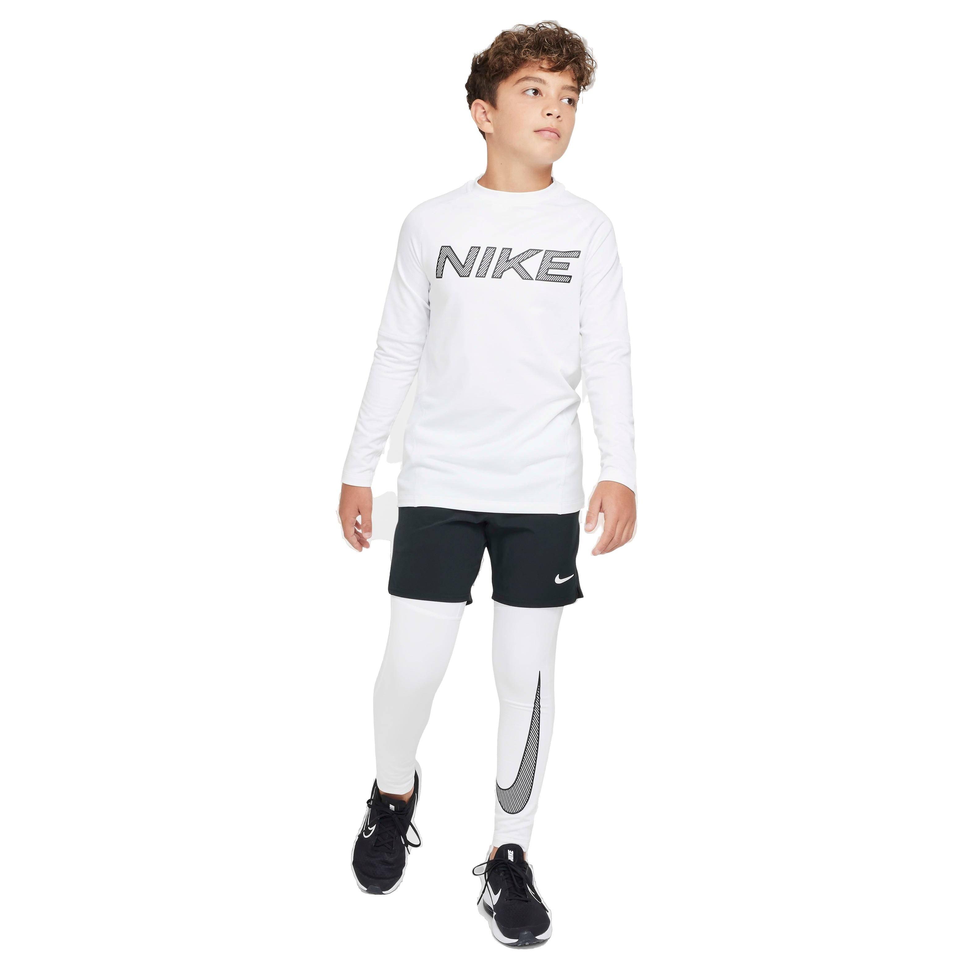 Nike Big Boys' Pro Warm Dri-FIT Training Pants - WHITE Thumbnail View 5