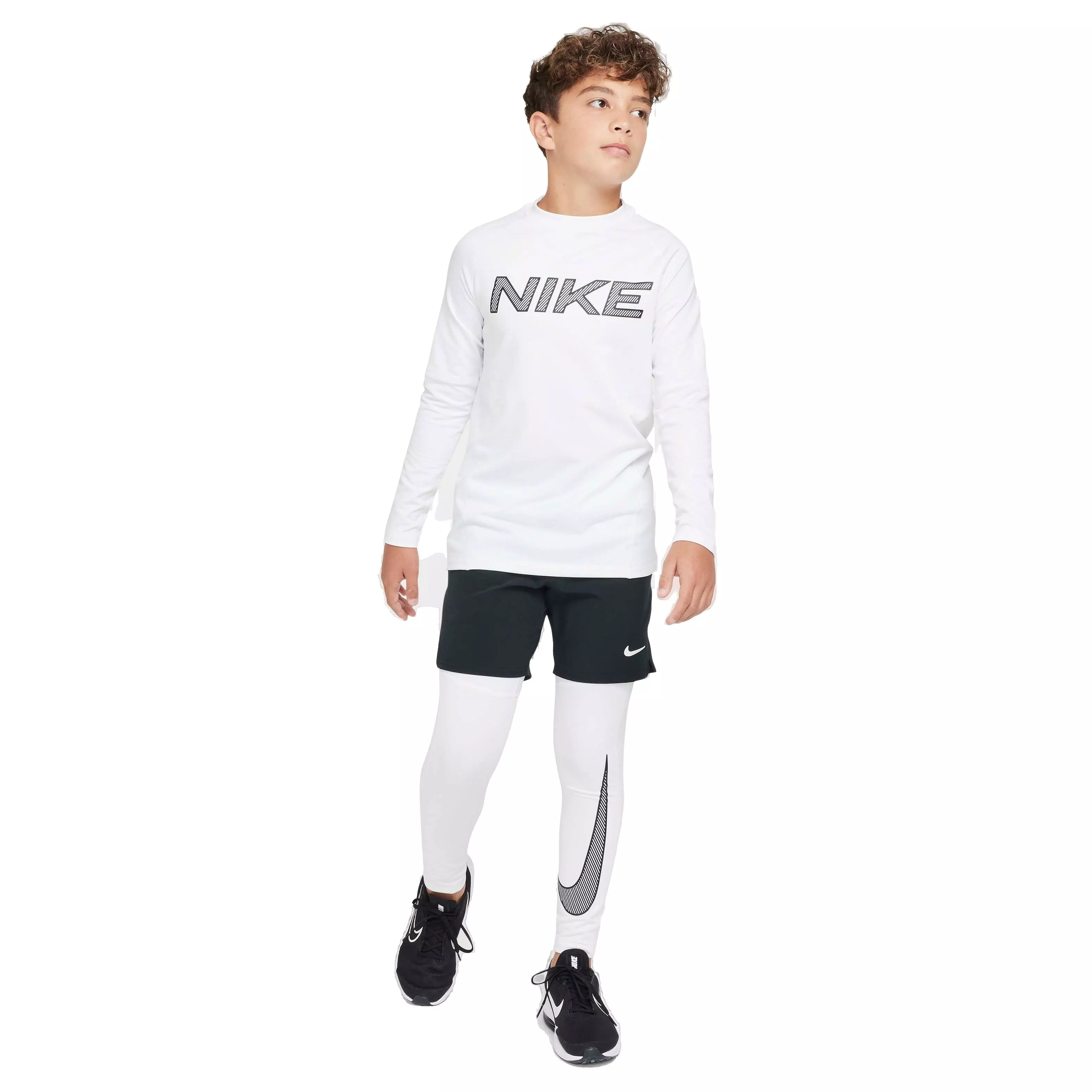 Nike Big Boys' Pro Warm Dri-FIT Training Pants - WHITE