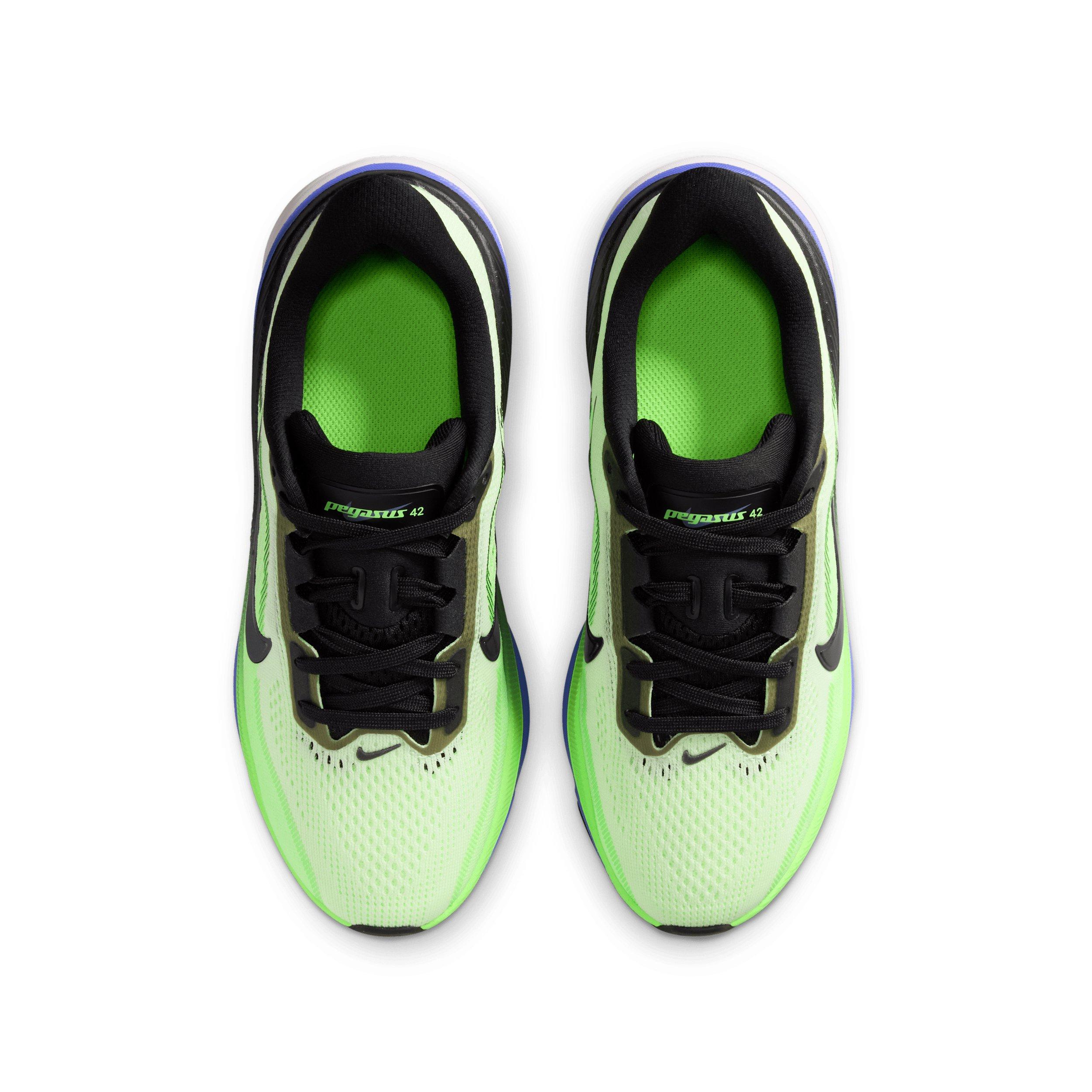 Nike Pegasus 42 "Volt Tint/Sapphire/Lime Blast/Black Spruce" Grade School Boys' Running Shoe - VOLT/SAPPHIRE/LIME/SPRUCE Thumbnail View 4