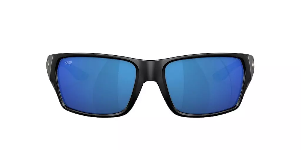Costa Del Mar Tailfin M Blue Mirror Polarized Polycarbonate Sunglasses - Matte Black - BLACK