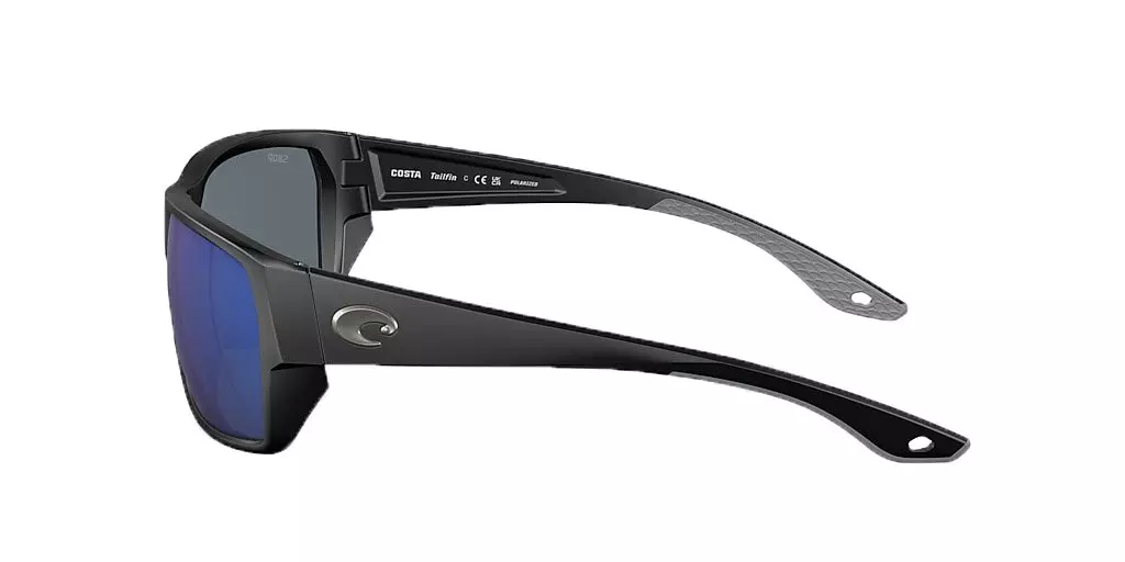 Costa Del Mar Tailfin M Blue Mirror Polarized Polycarbonate Sunglasses - Matte Black - BLACK