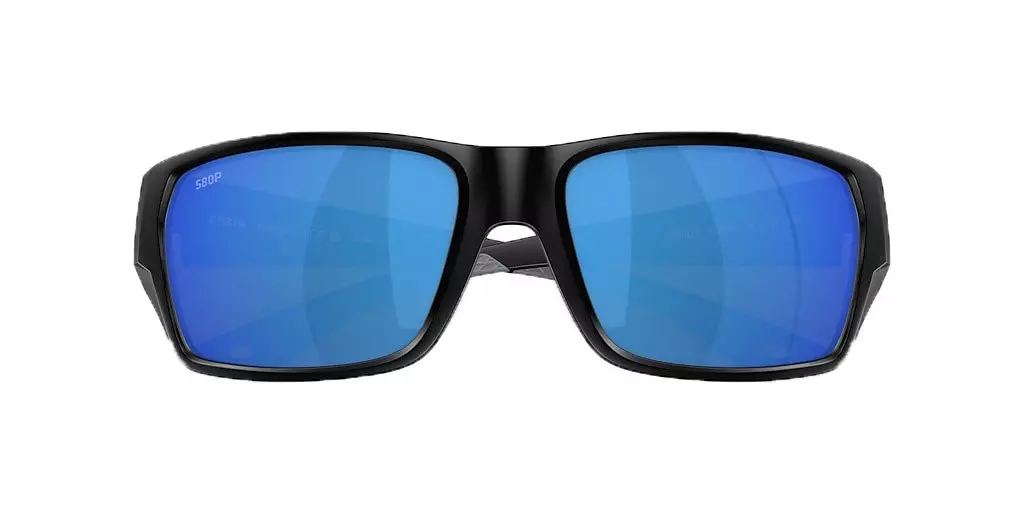 Costa Del Mar Tailfin M Blue Mirror Polarized Polycarbonate Sunglasses - Matte Black - BLACK