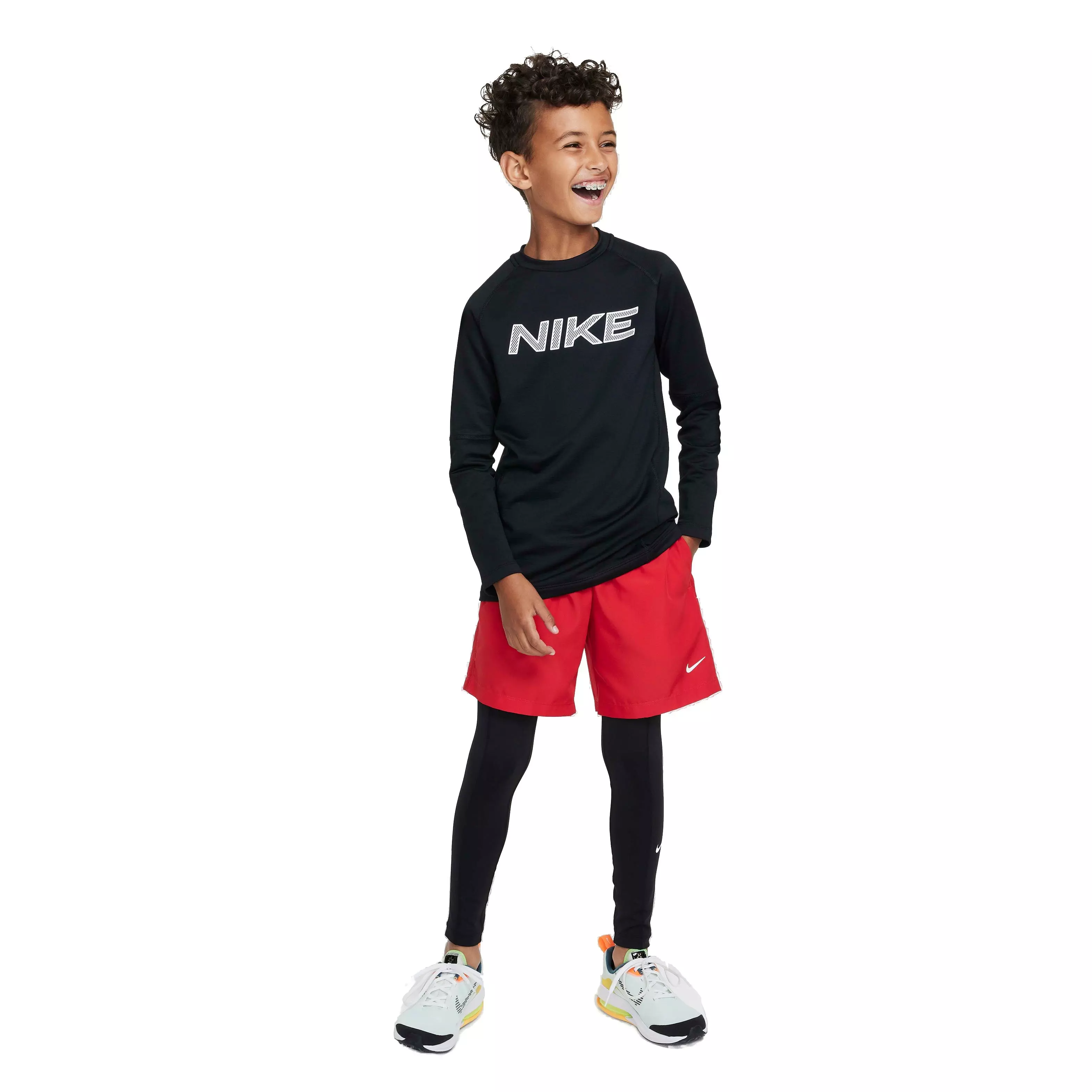 Nike Big Boys' Pro Warm Dri-FIT Long-Sleeve Training Top - BLACK